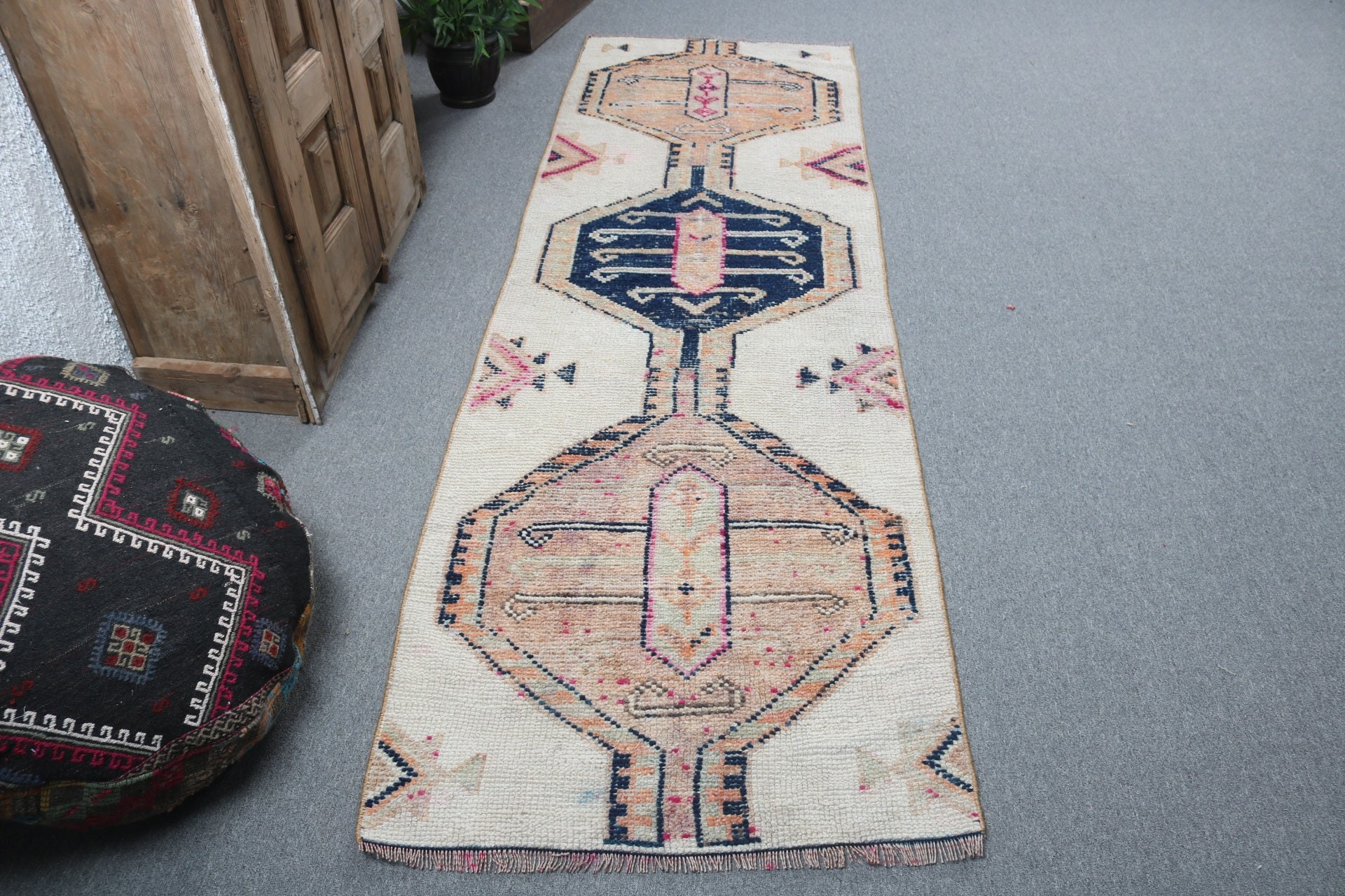 Vintage Rugs, Vintage Runner Rugs, Flatweave Rugs, Floor Rugs, Beige Wool Rugs, Long Runner Rug, Turkish Rugs, 2.7x8.7 ft Runner Rug