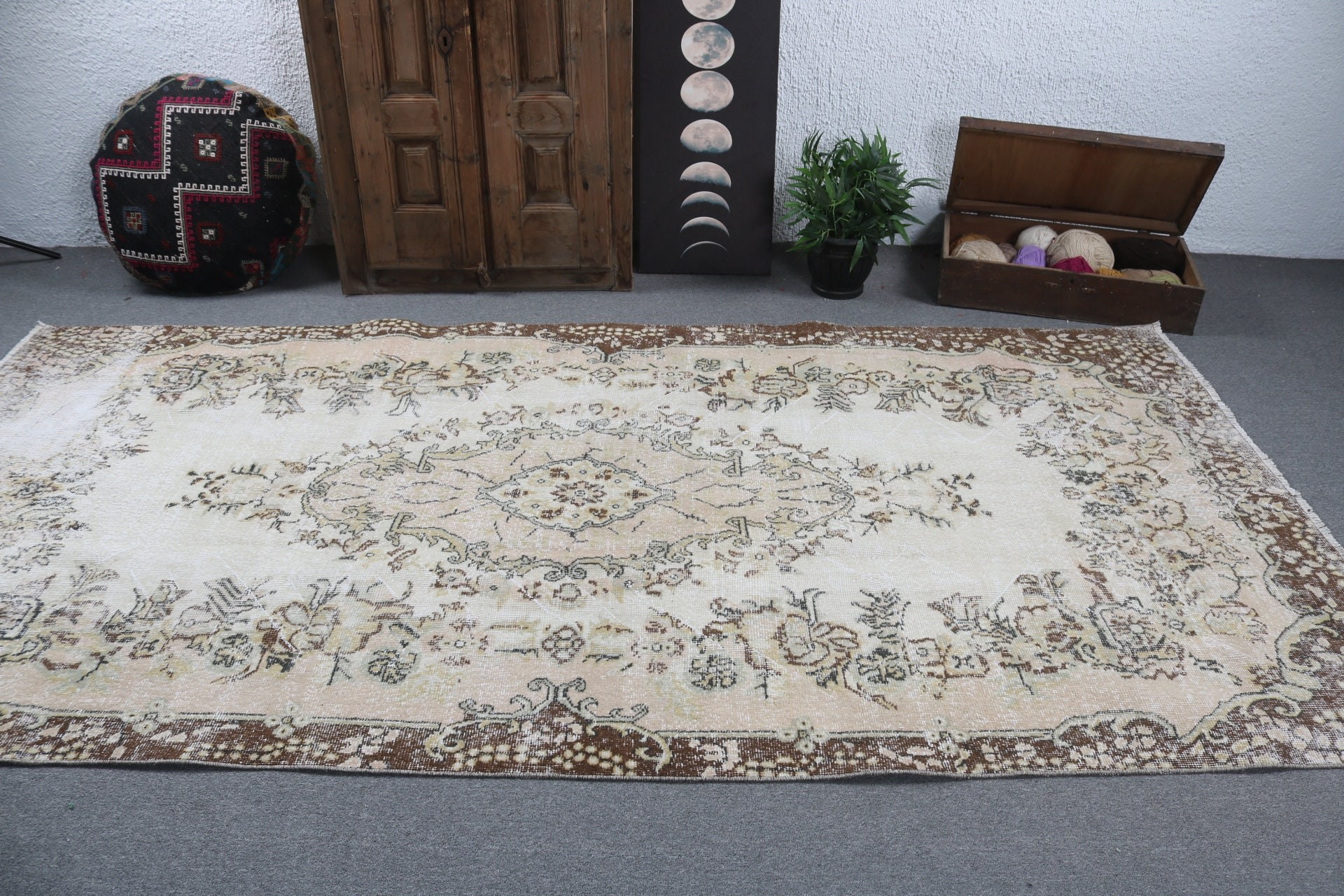 Geleneksel Halı, Vintage Halı, Düz Dokuma Halılar, Yatak Odası Halıları, Bej Zemin Halısı, Salon Halısı, 5.2x10.5 ft Büyük Halılar, Salon Halıları, Türk Halısı