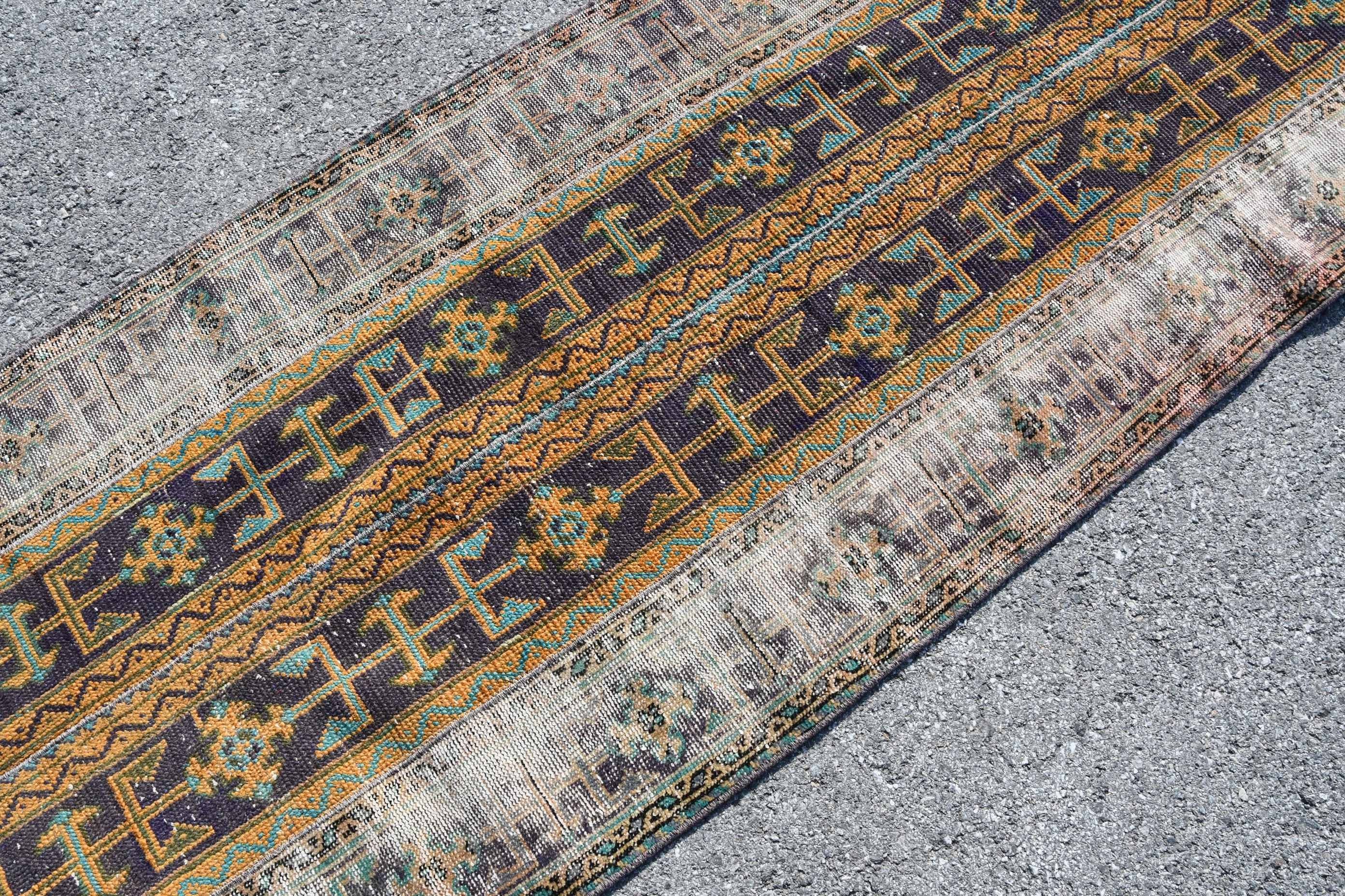 Nomadic Rugs, Kitchen Rug, Corridor Rug, Floor Rugs, Oriental Rugs, Turkish Rugs, Orange Moroccan Rug, Vintage Rug, 3.2x10.3 ft Runner Rug