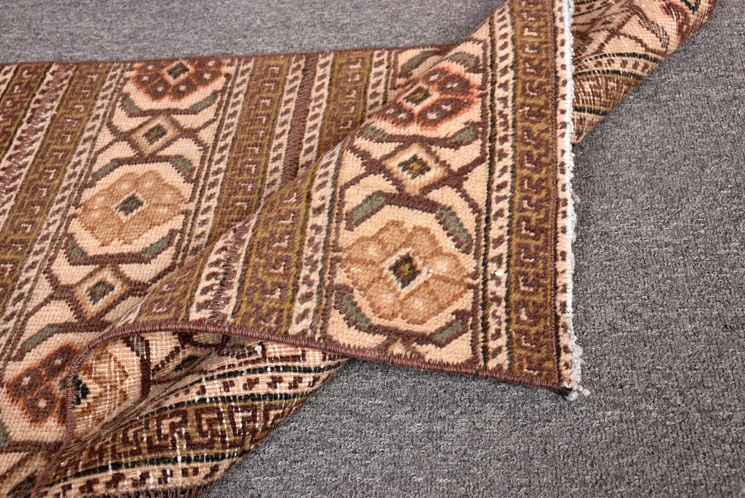 Merdiven Halısı, Ofis Halısı, Vintage Halı, Türk Halısı, Boho Halıları, Nötr Halılar, 1.7x6.8 ft Runner Halıları, Bej El Dokuma Halısı, Koridor Halısı