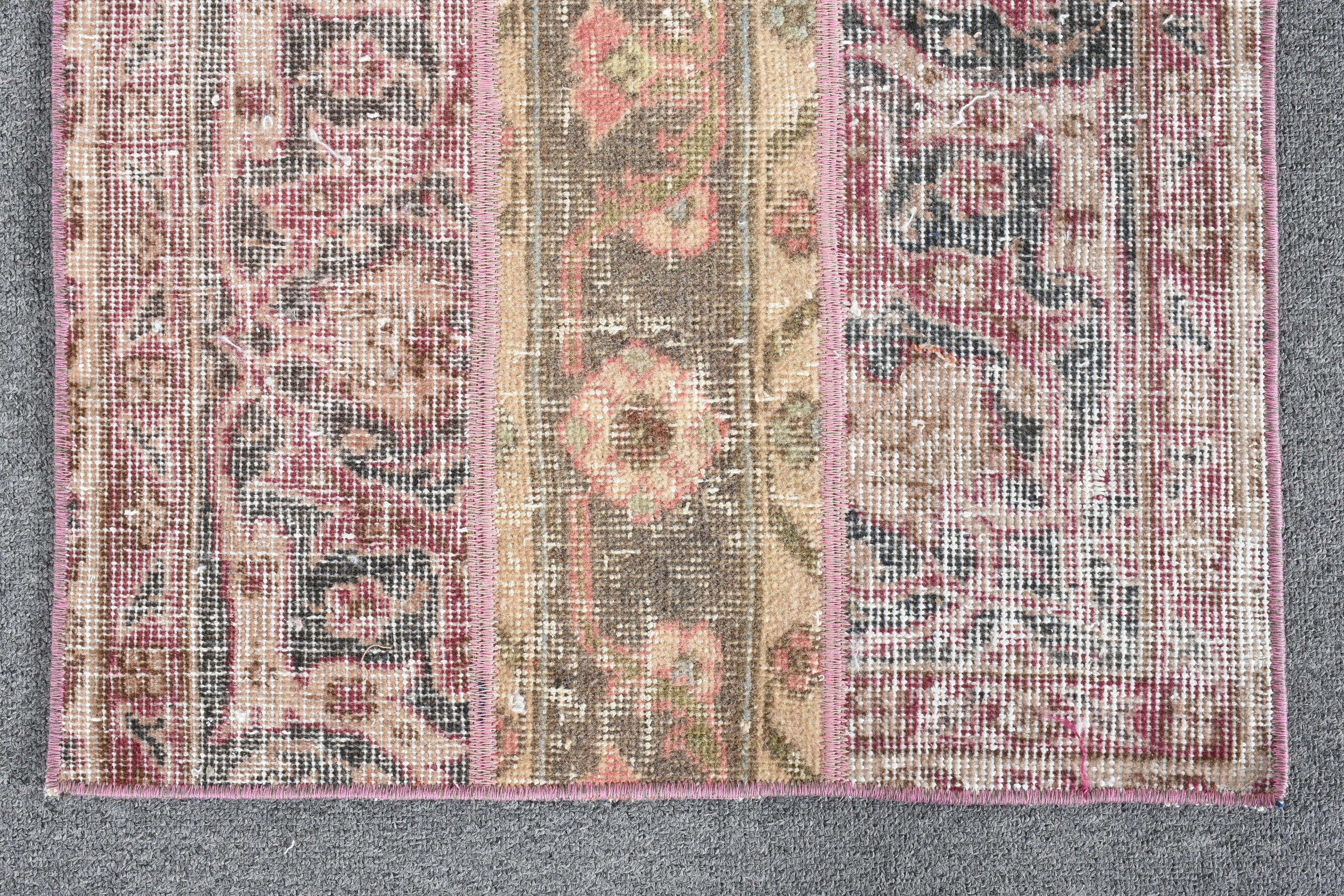 Pembe Ev Dekor Halıları, Mutfak Halıları, 1.9x2.8 ft Küçük Halı, Oryantal Halı, Vintage Halı, Anadolu Halısı, Türk Halısı, Banyo Halısı, Sanat Halısı