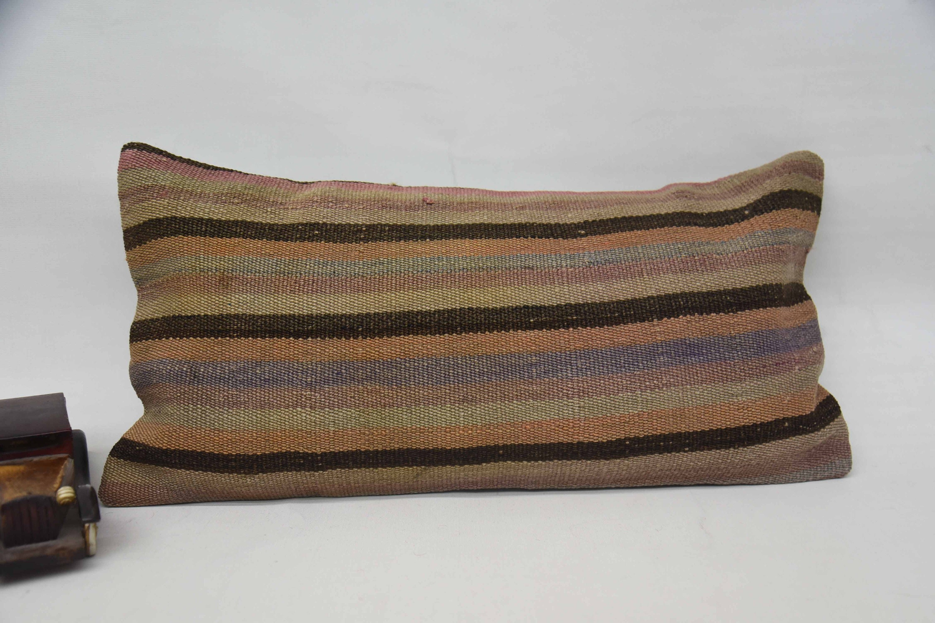 Örme Yastık, Vintage Kilim Kırlent, 12"x24" Turuncu Kırlent Kılıfı, Kanepe Yastık, Türk Yastığı