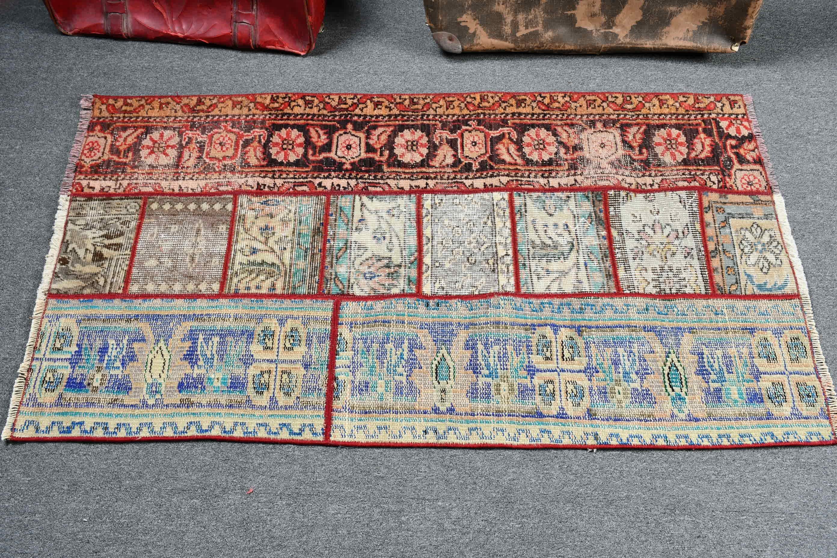 Vintage Rug, Cool Rug, 2.6x4.8 ft Small Rugs, Red Floor Rug, Art Rug, Oushak Rugs, Turkish Rugs, Rugs for Bedroom, Nursery Rug, Bedroom Rug