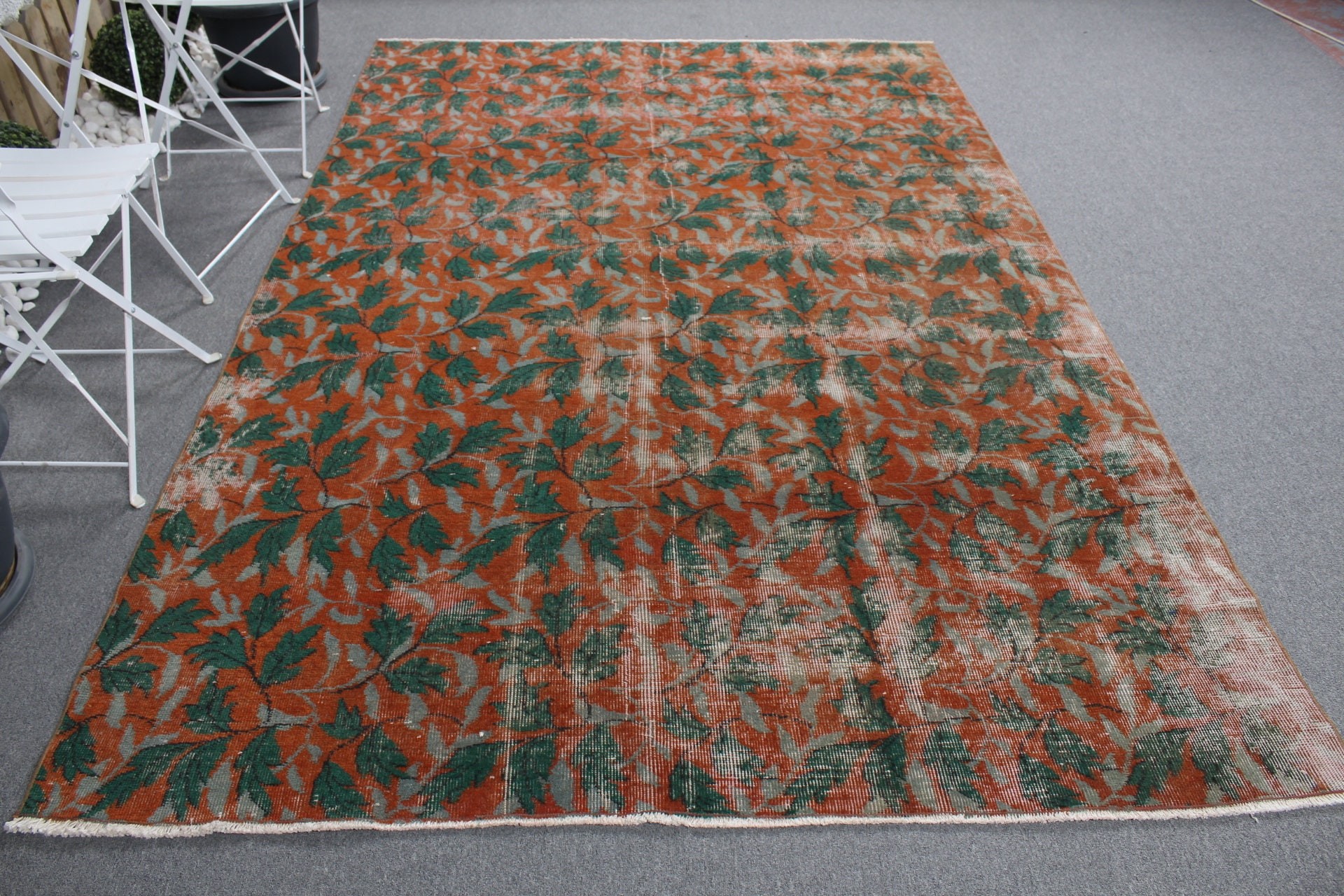 Yer Halısı, Oturma Odası Halıları, 6.1x9 ft Büyük Halı, Türk Halısı, Antika Halılar, Yatak Odası Halıları, Salon Halısı, Turuncu Yer Halıları, Vintage Halı