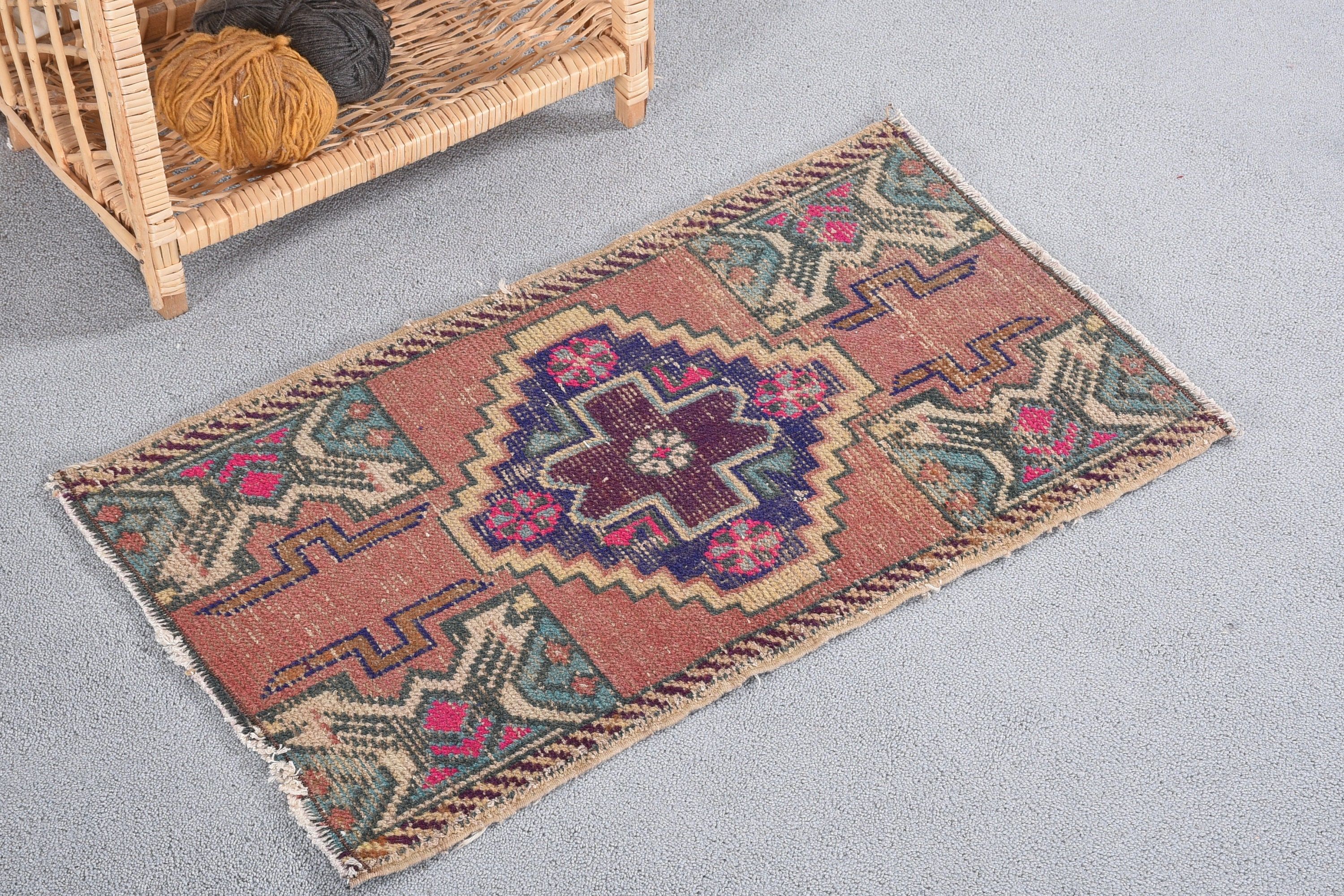 Oushak Rugs, 1.6x2.7 ft Small Rug, Car Mat Rugs, Rugs for Entry, Turkish Rug, Anatolian Rug, Red Kitchen Rug, Bathroom Rugs, Vintage Rug