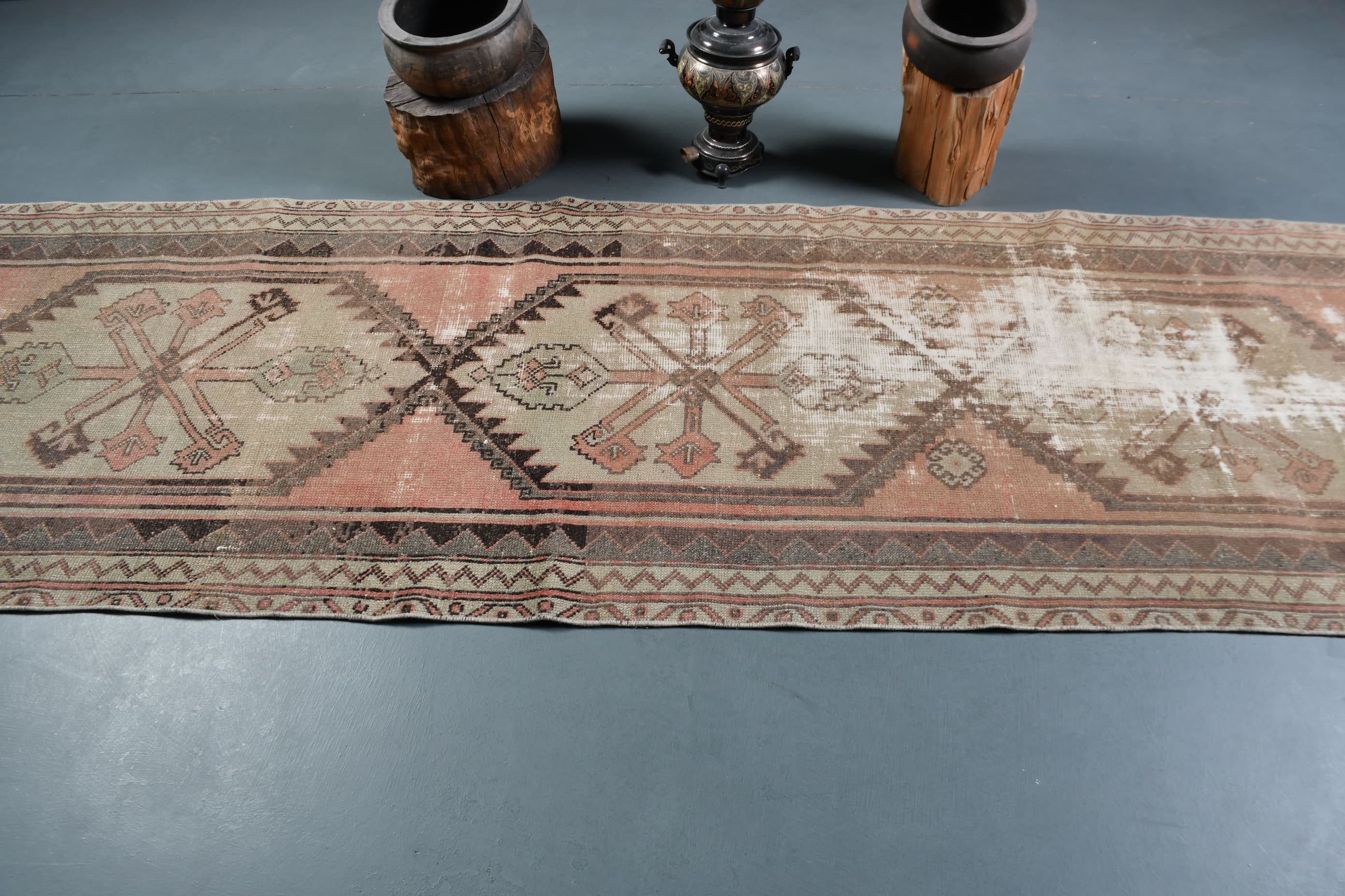 3.4x11.7 ft Runner Rugs, Distressed Rug, Oriental Rug, Stair Rug, Vintage Rug, Corridor Rugs, Anatolian Rug, Red Anatolian Rug, Turkish Rug