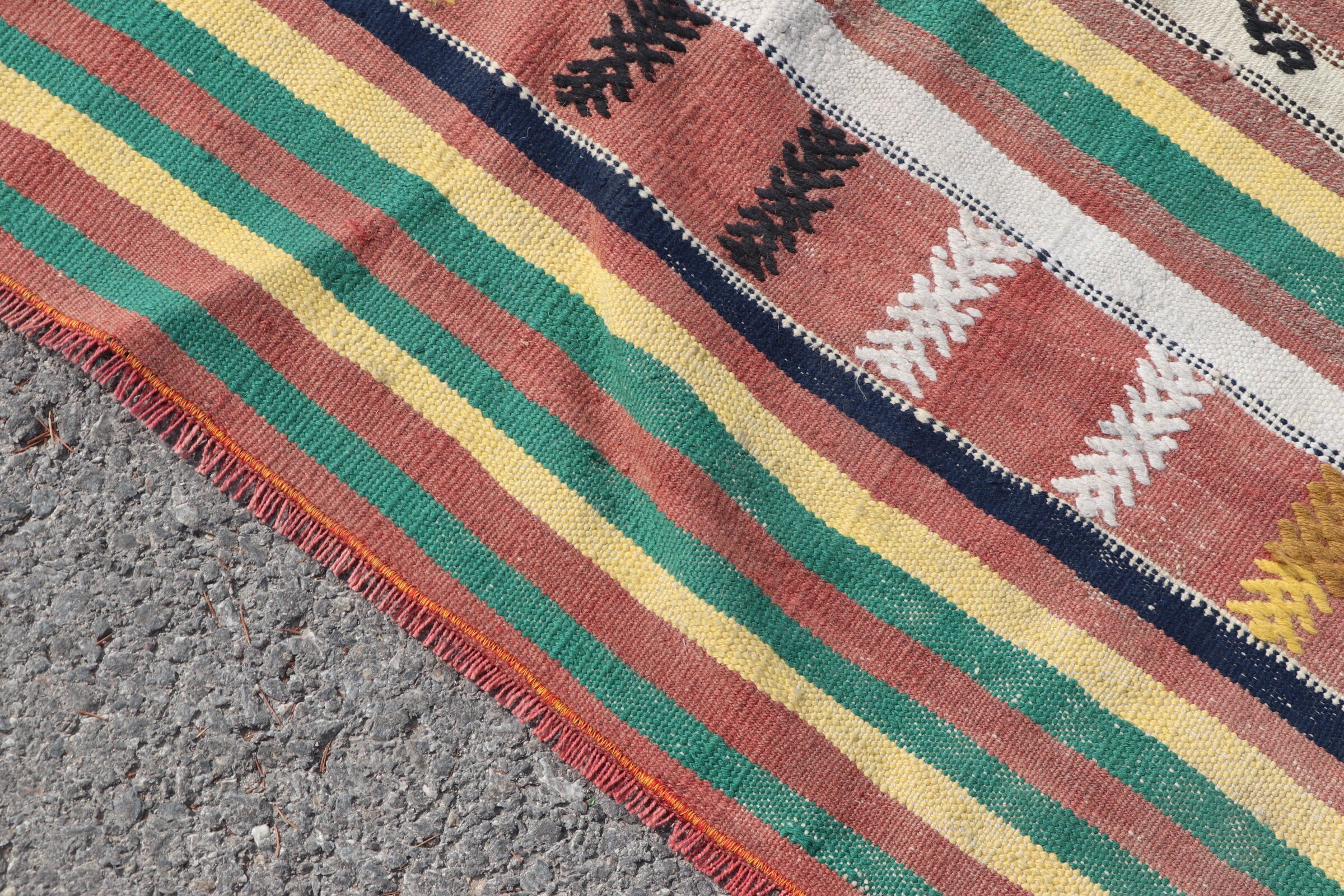 Kilim, Gökkuşağı Oryantal Halı, Yatak Odası Halısı, 3,9x9,4 ft Alan Halısı, Alan Halıları, Vintage Halı, Antika Halı, Yemek Odası Halıları, Türk Halıları