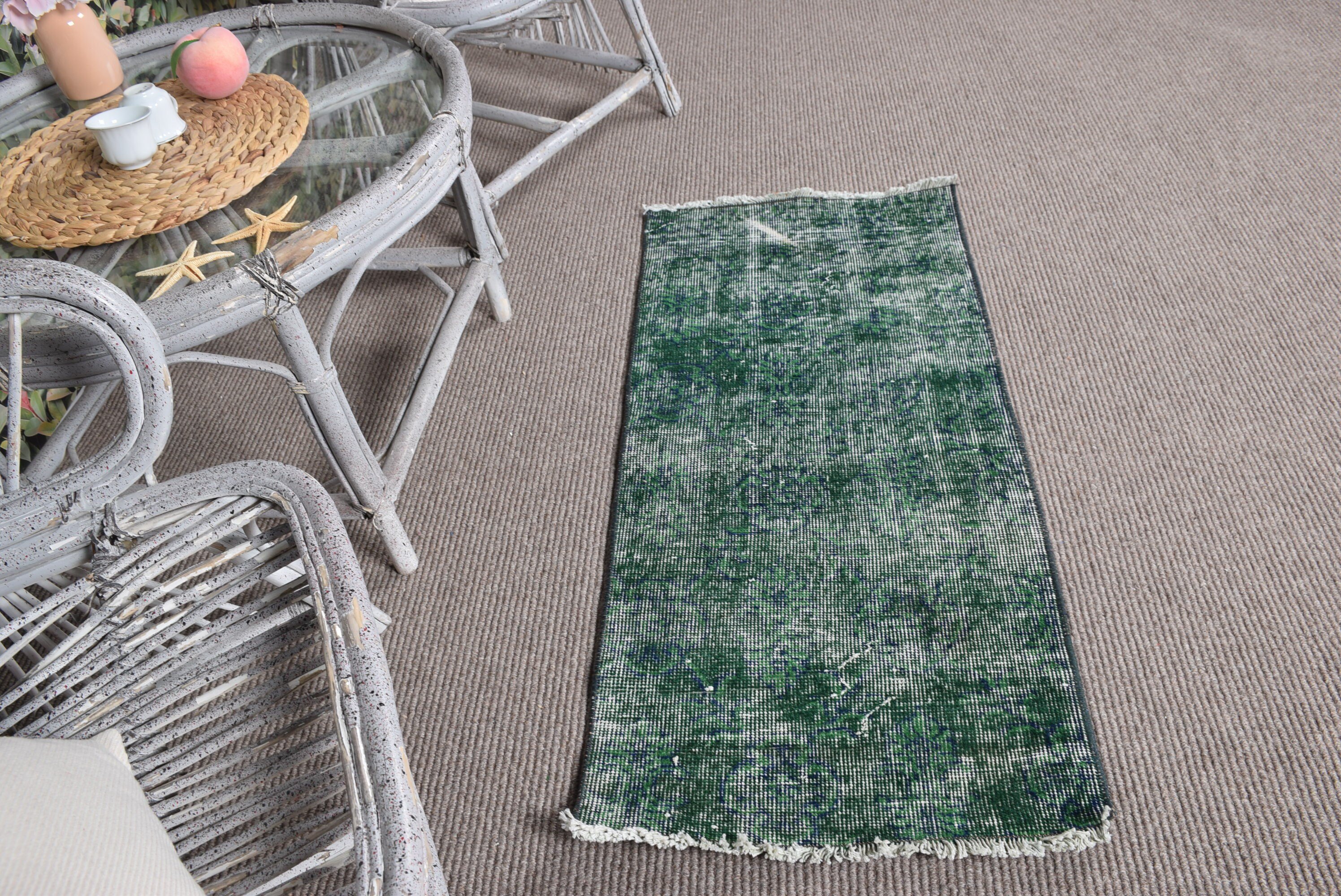 Nursery Rug, Rugs for Nursery, Kitchen Rugs, Car Mat Rug, Green Cool Rug, Turkish Rug, Bedroom Rugs, Vintage Rugs, 1.6x3.5 ft Small Rug