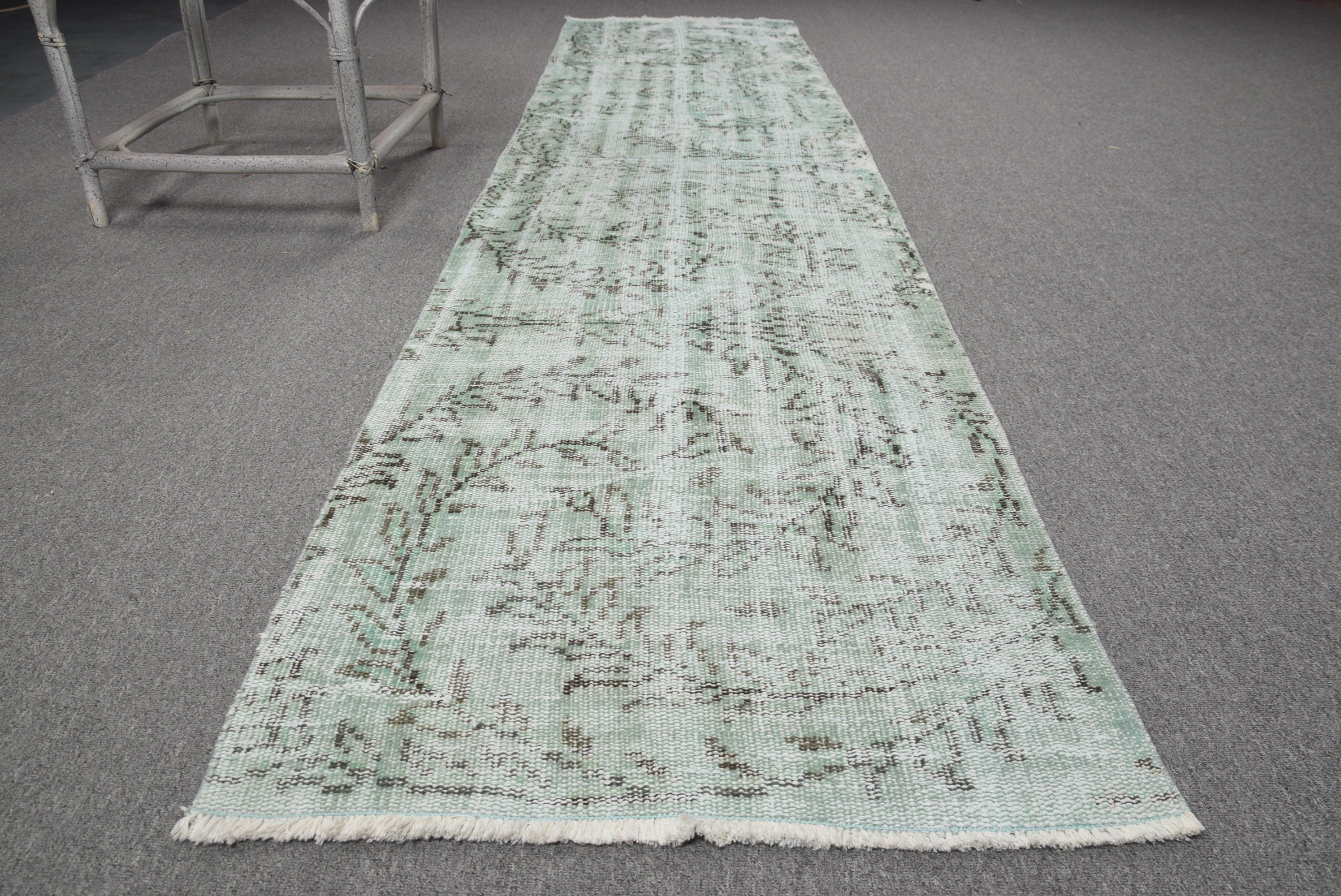 2.4x9.5 ft Runner Rug, Green Wool Rugs, Aesthetic Rug, Antique Rugs, Stair Rugs, Rugs for Hallway, Cool Rug, Vintage Rugs, Turkish Rugs