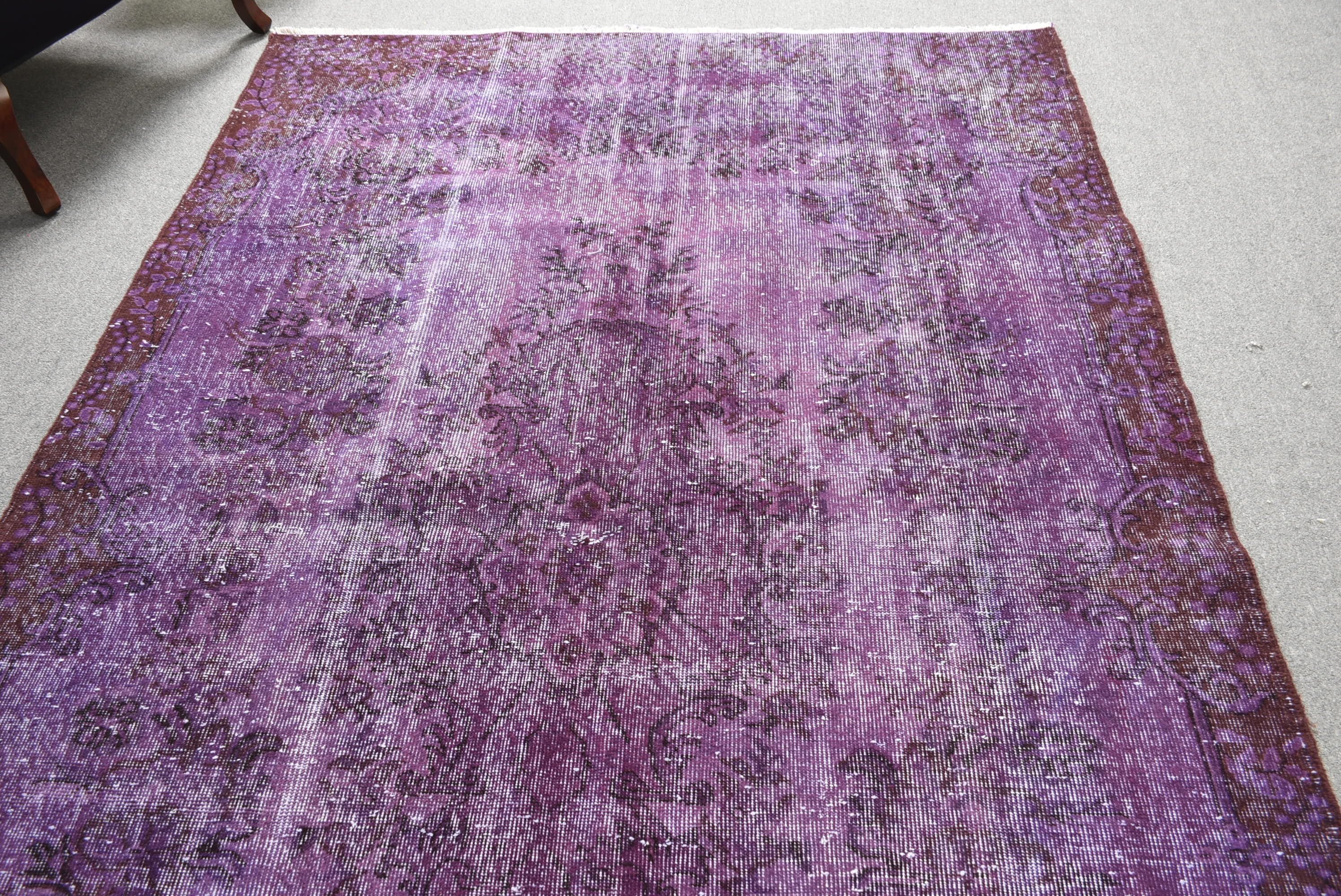 Purple Kitchen Rugs, Rugs for Salon, Antique Rug, Vintage Rug, Turkish Rug, Dining Room Rugs, Salon Rug, 5.8x9.1 ft Large Rug, Bedroom Rug