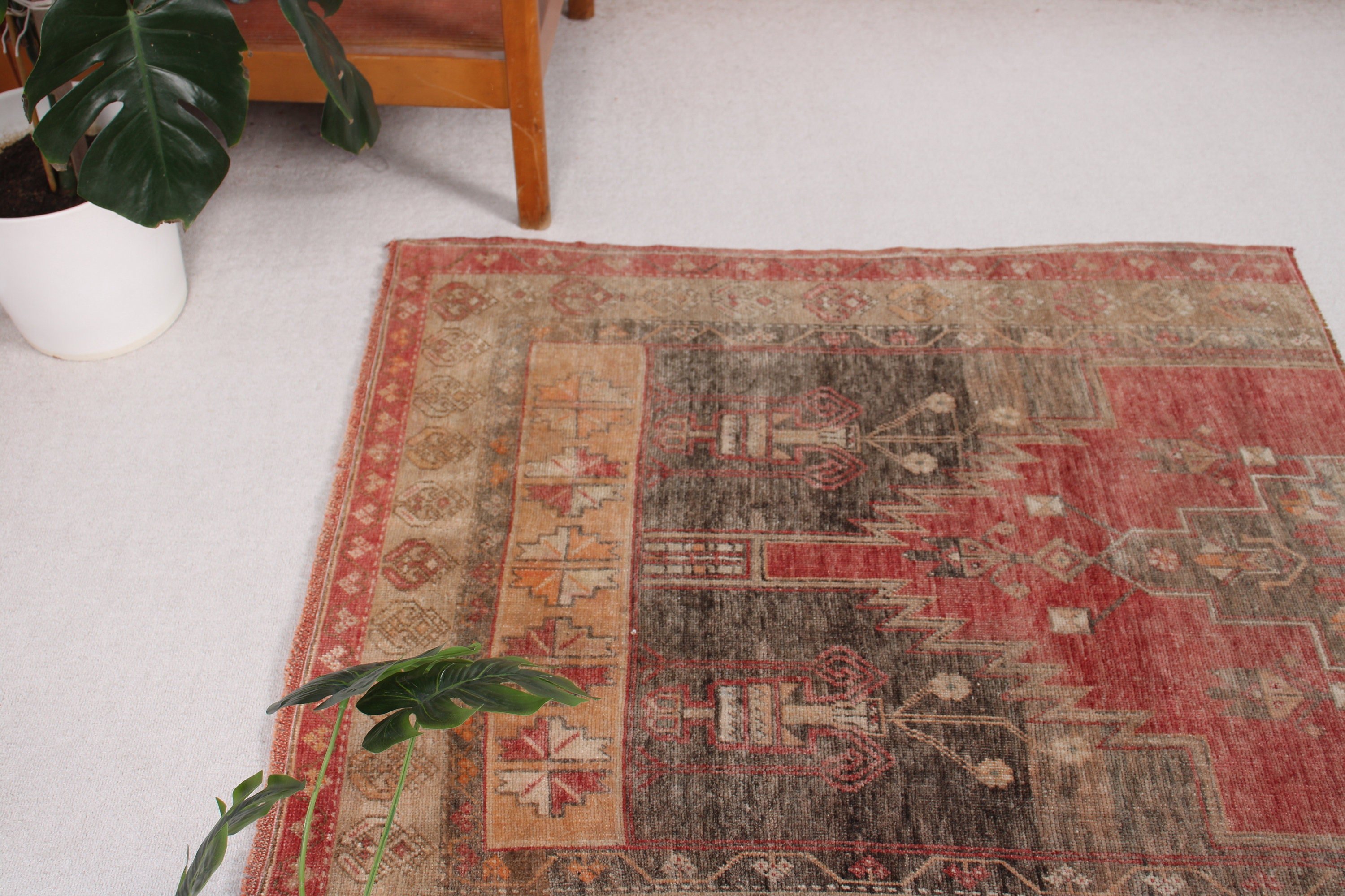 Luxury Rug, Turkey Rug, Nursery Rugs, Vintage Rugs, Decorative Rug, Oushak Rug, Red  3.9x4.3 ft Accent Rugs, Turkish Rugs