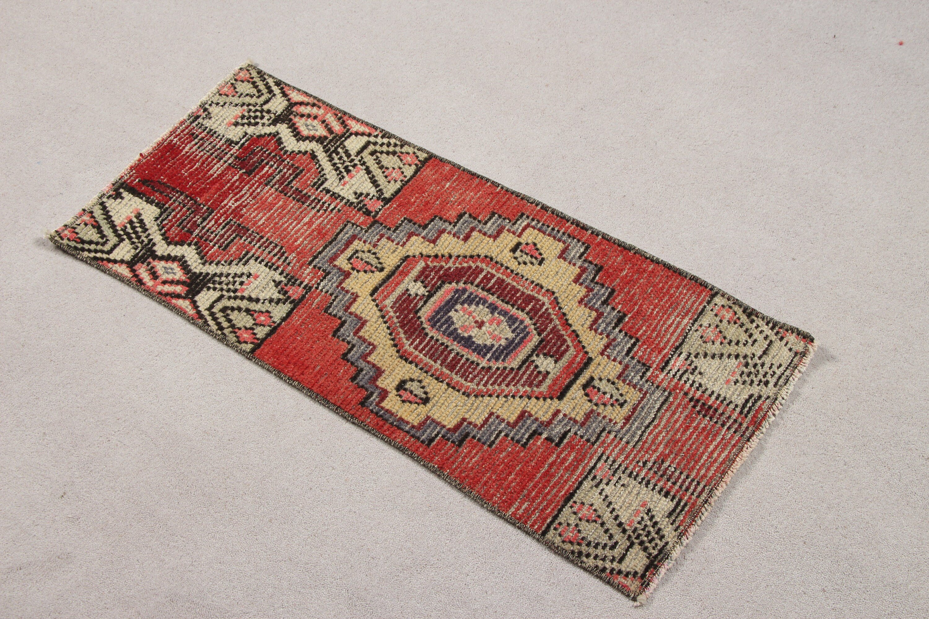 1.2x2.7 ft Small Rug, Oushak Rugs, Bathroom Rug, Vintage Rug, Wall Hanging Rug, Red Oriental Rug, Custom Rug, Floor Rug, Turkish Rugs