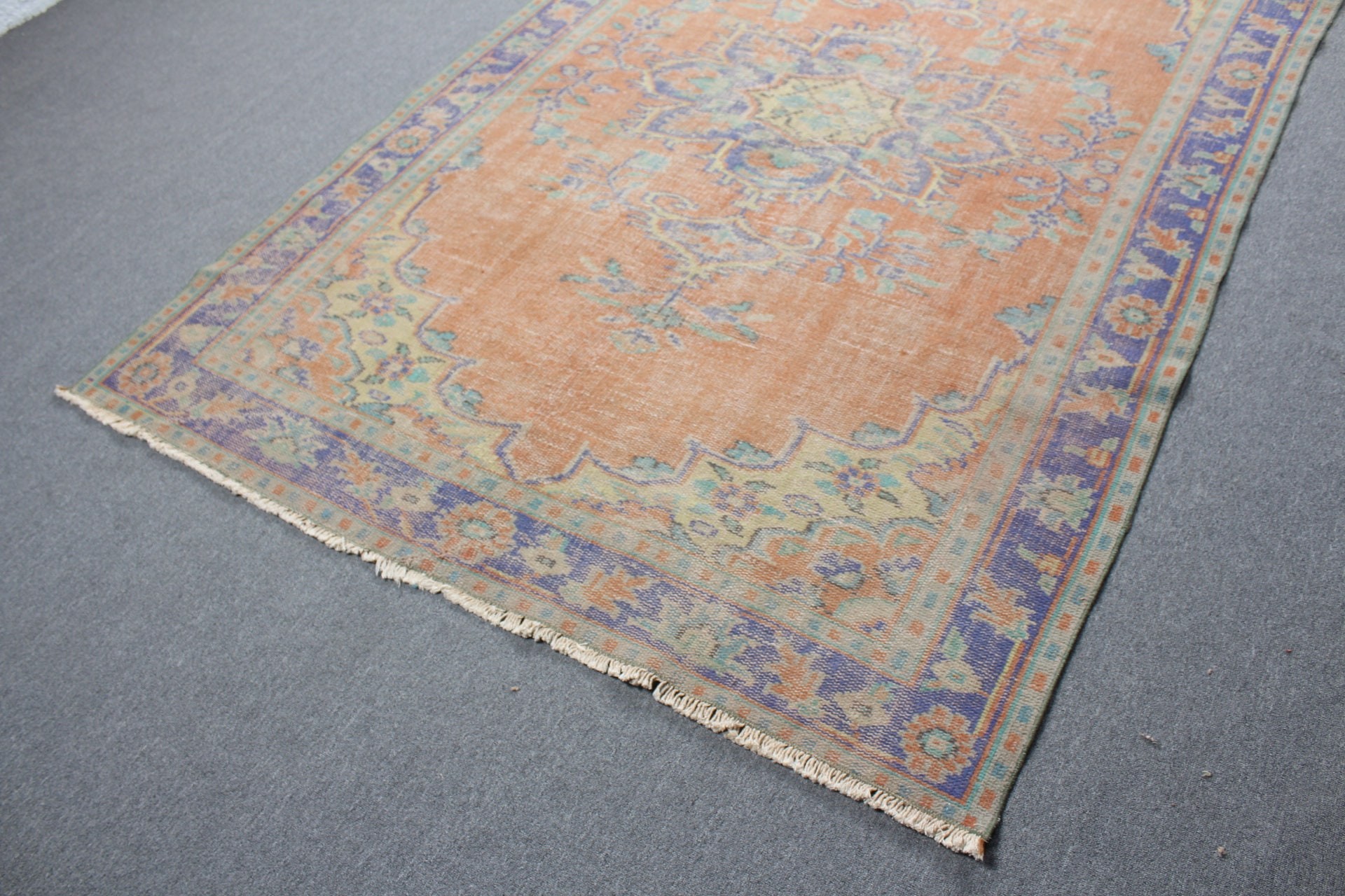 Floor Rugs, Rugs for Dining Room, Turkish Rugs, Boho Rugs, Salon Rugs, Vintage Rug, Orange Oriental Rug, Bedroom Rugs, 5.8x8.7 ft Large Rug