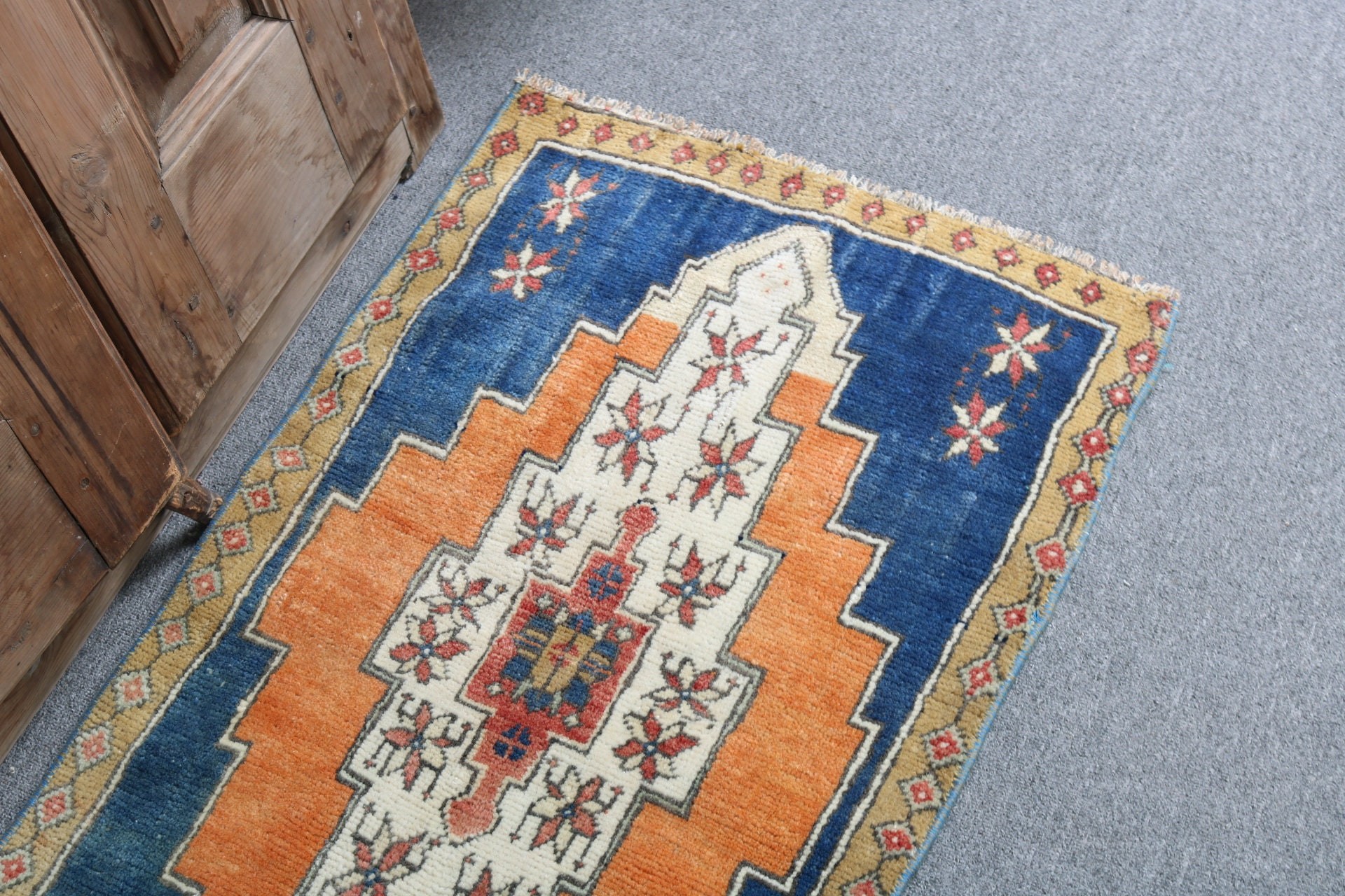 Turuncu Geometrik Halılar, Türk Halısı, Geometrik Halılar, Mutfak Halıları, Banyo Halıları, Vintage Halılar, 1.8x3.3 ft Küçük Halılar, Küçük Boho Halı, Yer Halısı