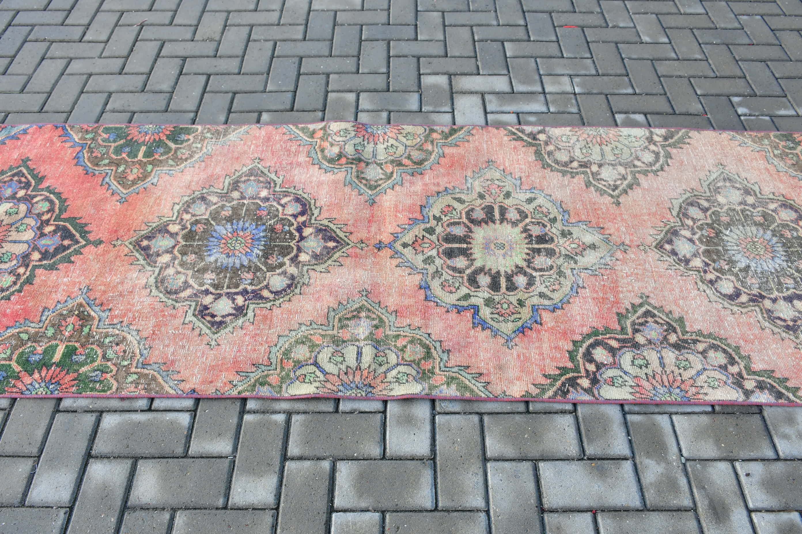 Kitchen Rug, Hallway Rug, Rugs for Stair, Stair Rugs, 3.1x9.1 ft Runner Rug, Turkish Rugs, Vintage Rugs, Pink Oushak Rug, Oriental Rug