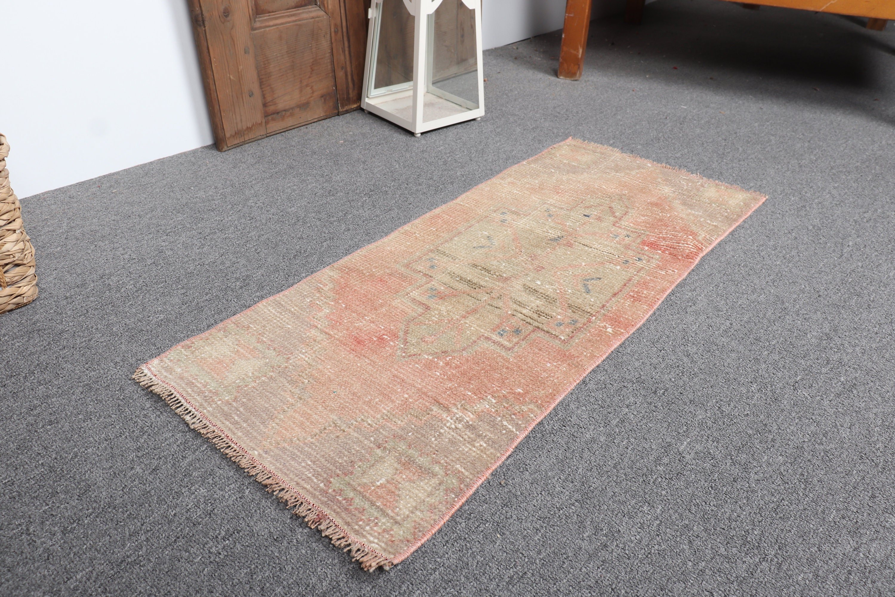 1.1x2.9 ft Small Rug, Bedroom Rug, Turkish Rug, Rugs for Door Mat, Nursery Rug, Red Anatolian Rug, Vintage Rug, Floor Rug, Antique Rugs