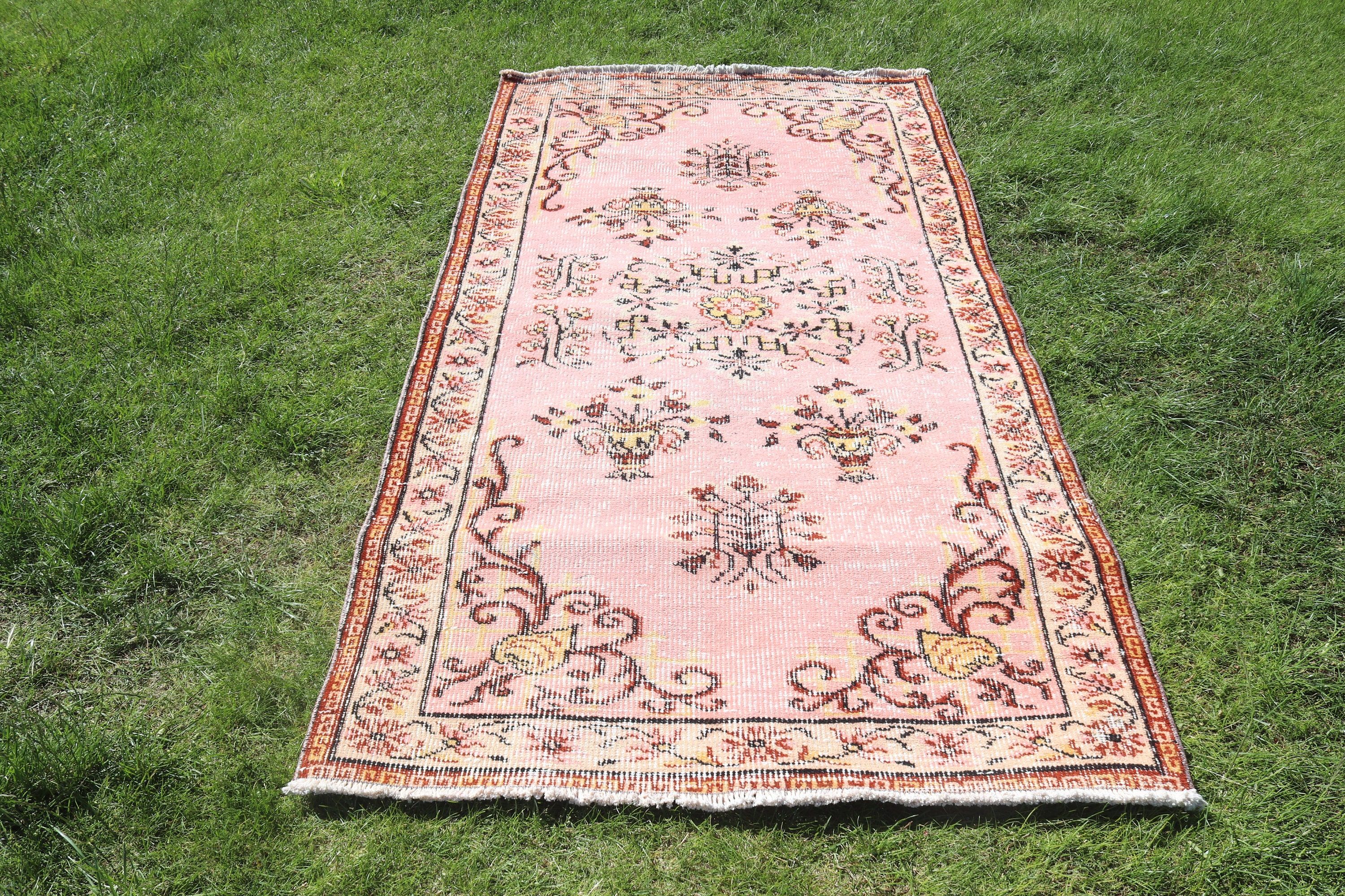 Geometrik Halılar, Vintage Vurgulu Halılar, Vintage Halı, Çocuk Halısı, Ev Dekorasyonu Halıları, Türk Halıları, 3.6x6.6 ft Aksan Halısı, Pembe Açıklama Halıları