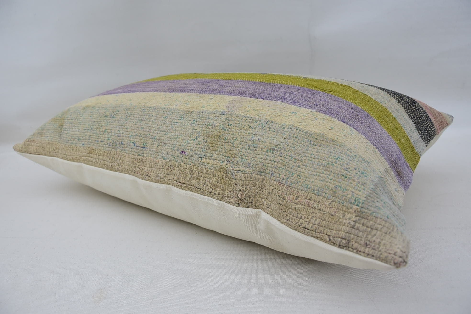 Gift Pillow, Ethnical Kilim Rug Pillow, 16"x24" Green Cushion Case, Throw Kilim Pillow, Outdoor Throw Cushion, Turkish Rugs Pillow Case