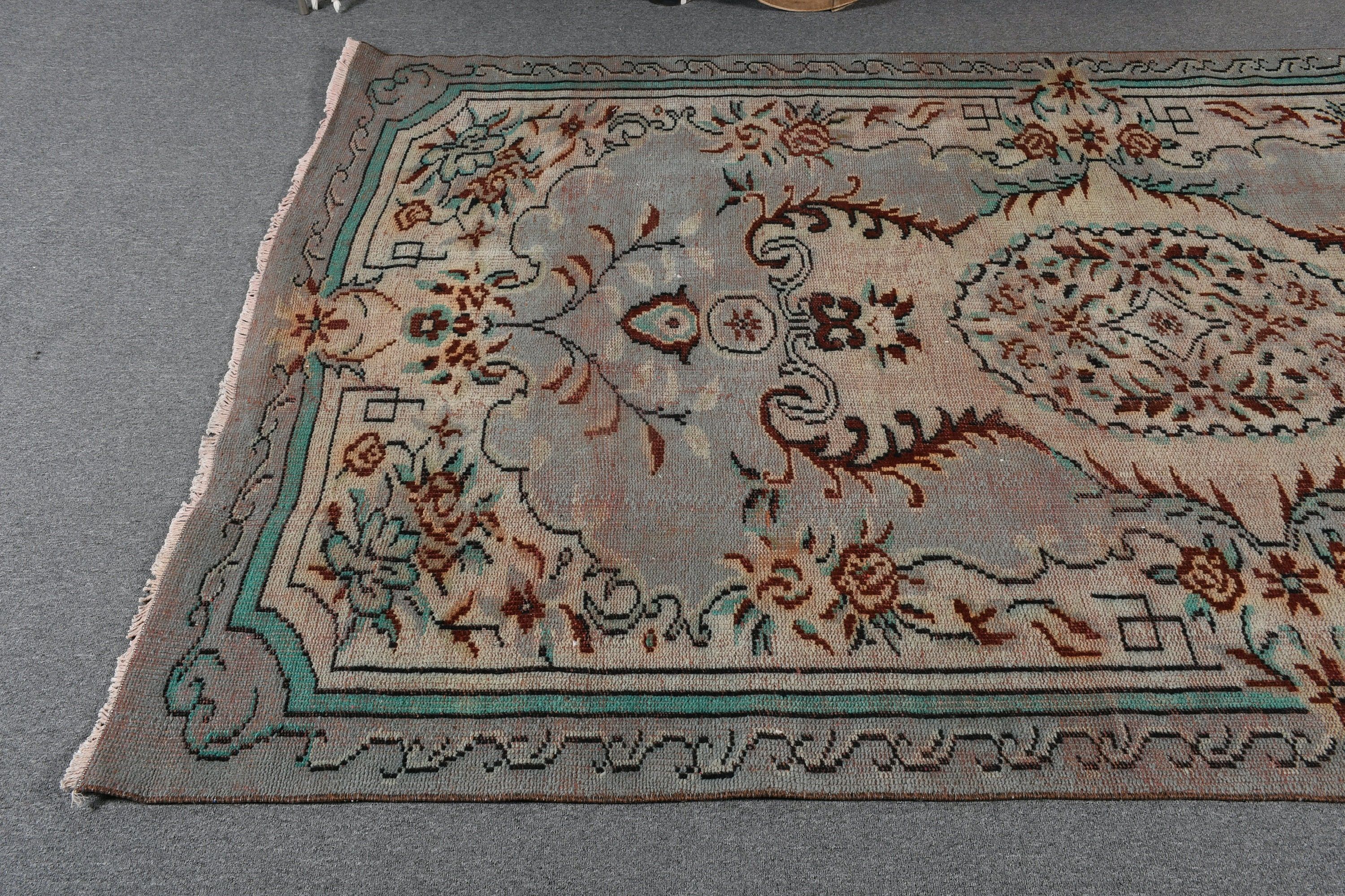 Sevimli Halı, Ev Dekorasyonu Halısı, 5.4x9.1 ft Büyük Halılar, Yün Halılar, Yemek Odası Halıları, Yatak Odası Halıları, Vintage Halı, Türk Halıları, Mavi Yatak Odası Halısı