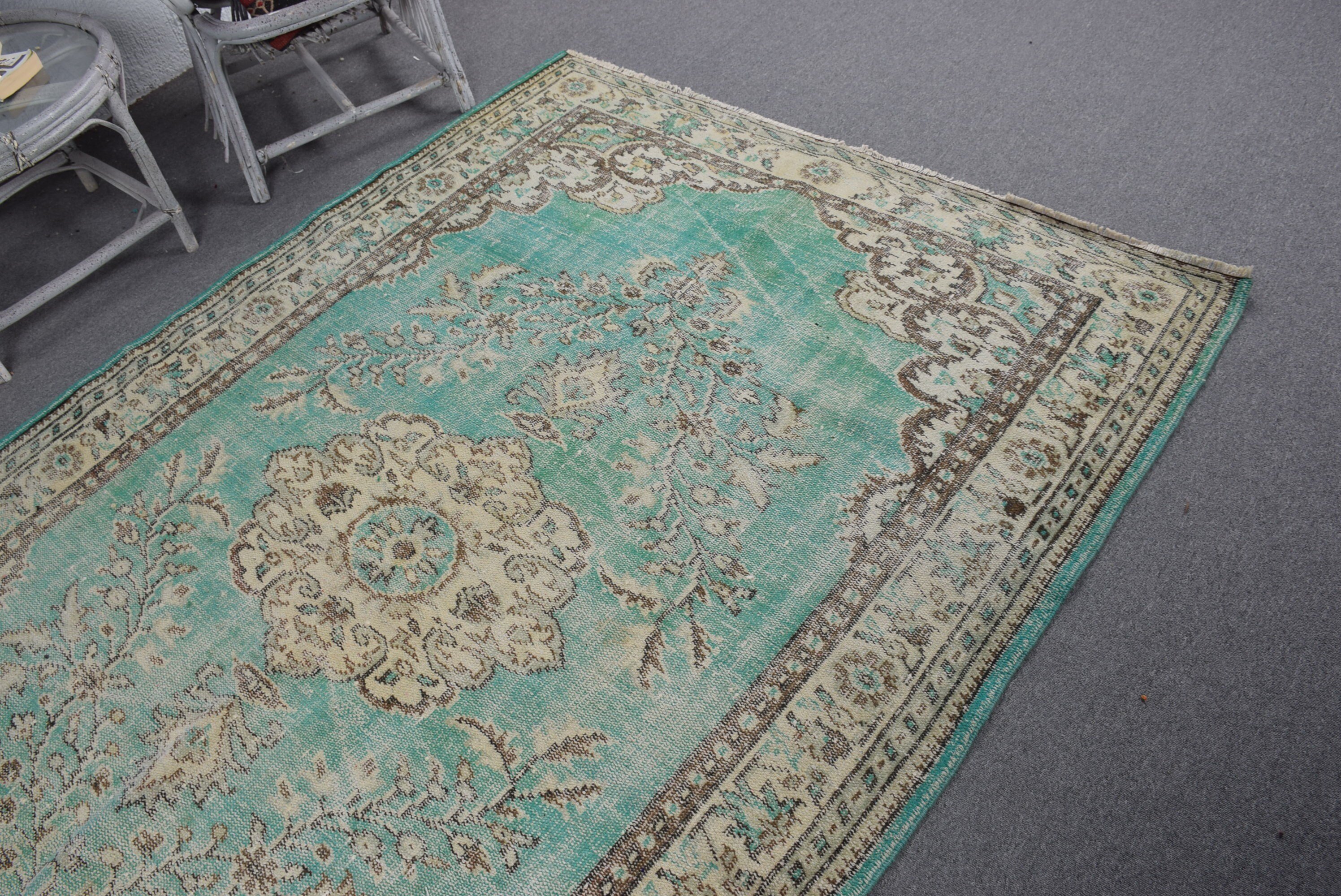 5.6x8.7 ft Large Rug, Green Floor Rug, Moroccan Rugs, Vintage Rug, Turkish Rug, Living Room Rugs, Old Rugs, Dining Room Rugs