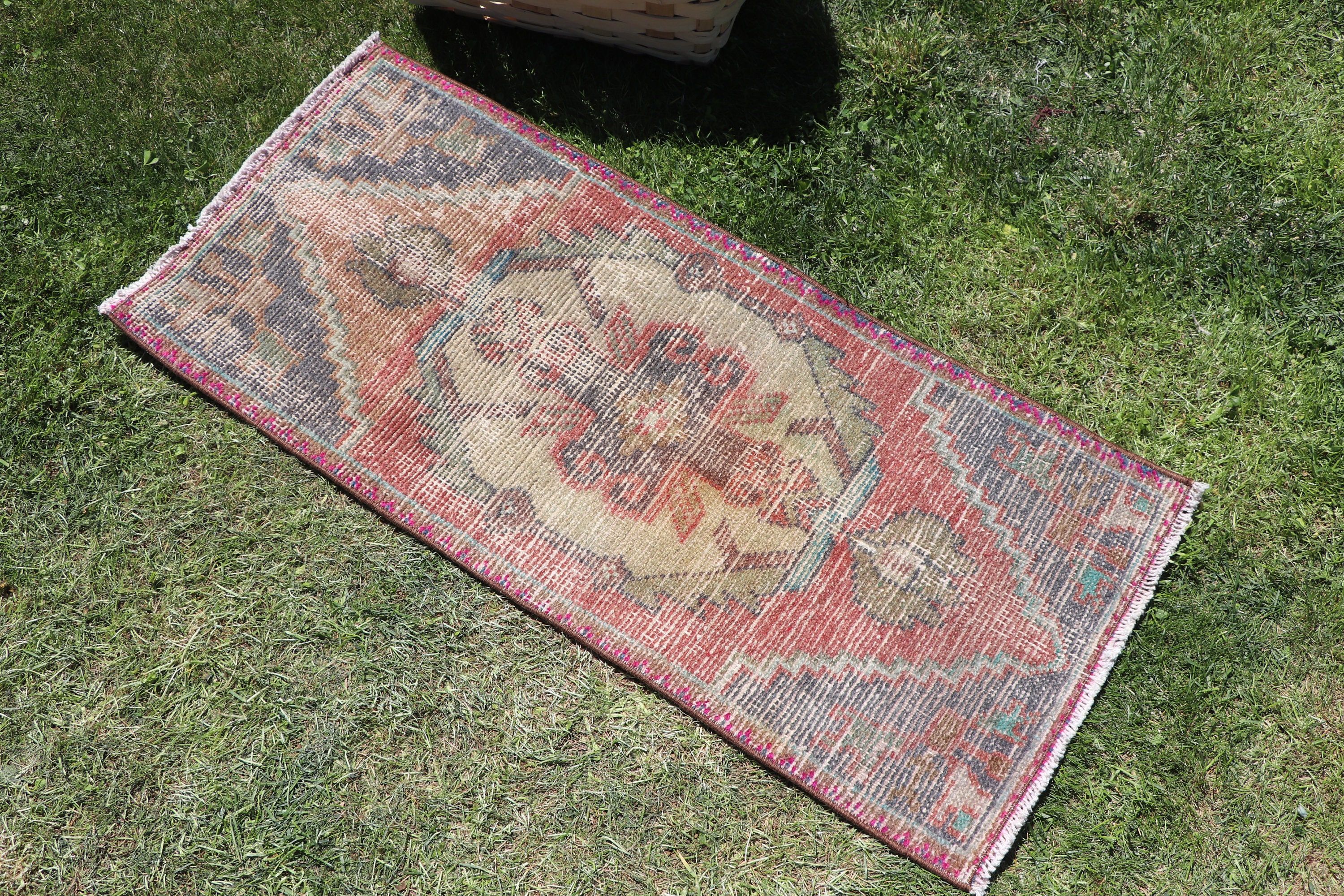 Vintage Rugs, Orange Oushak Rugs, Kitchen Rugs, Turkish Rug, 1.4x3.1 ft Small Rugs, Nursery Rugs, Small Vintage Rugs, Wool Rug, Floor Rugs