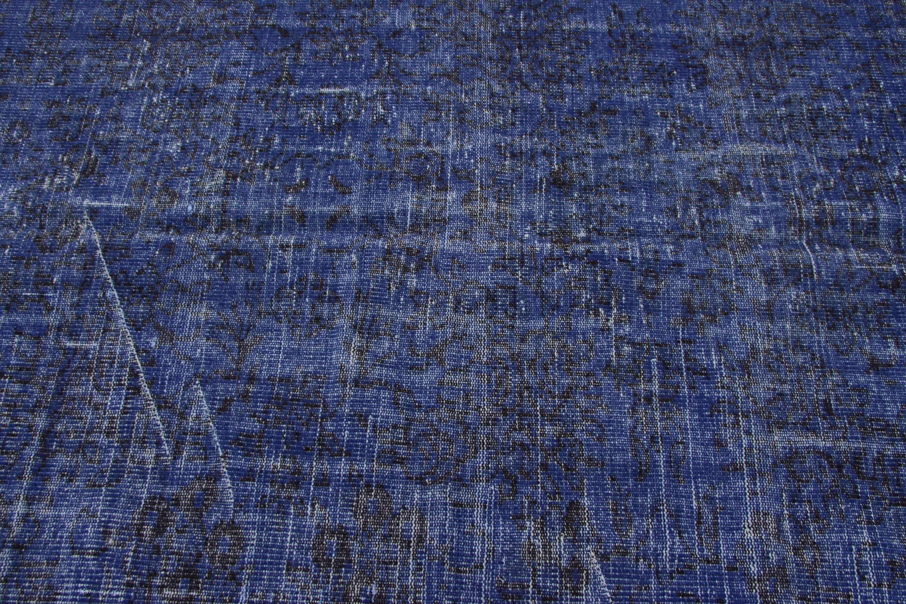 Bedroom Rugs, 4.2x9.5 ft Area Rugs, Oushak Rug, Nursery Rug, Blue Moroccan Rugs, Handmade Rugs, Wool Rug, Turkish Rugs, Vintage Rugs