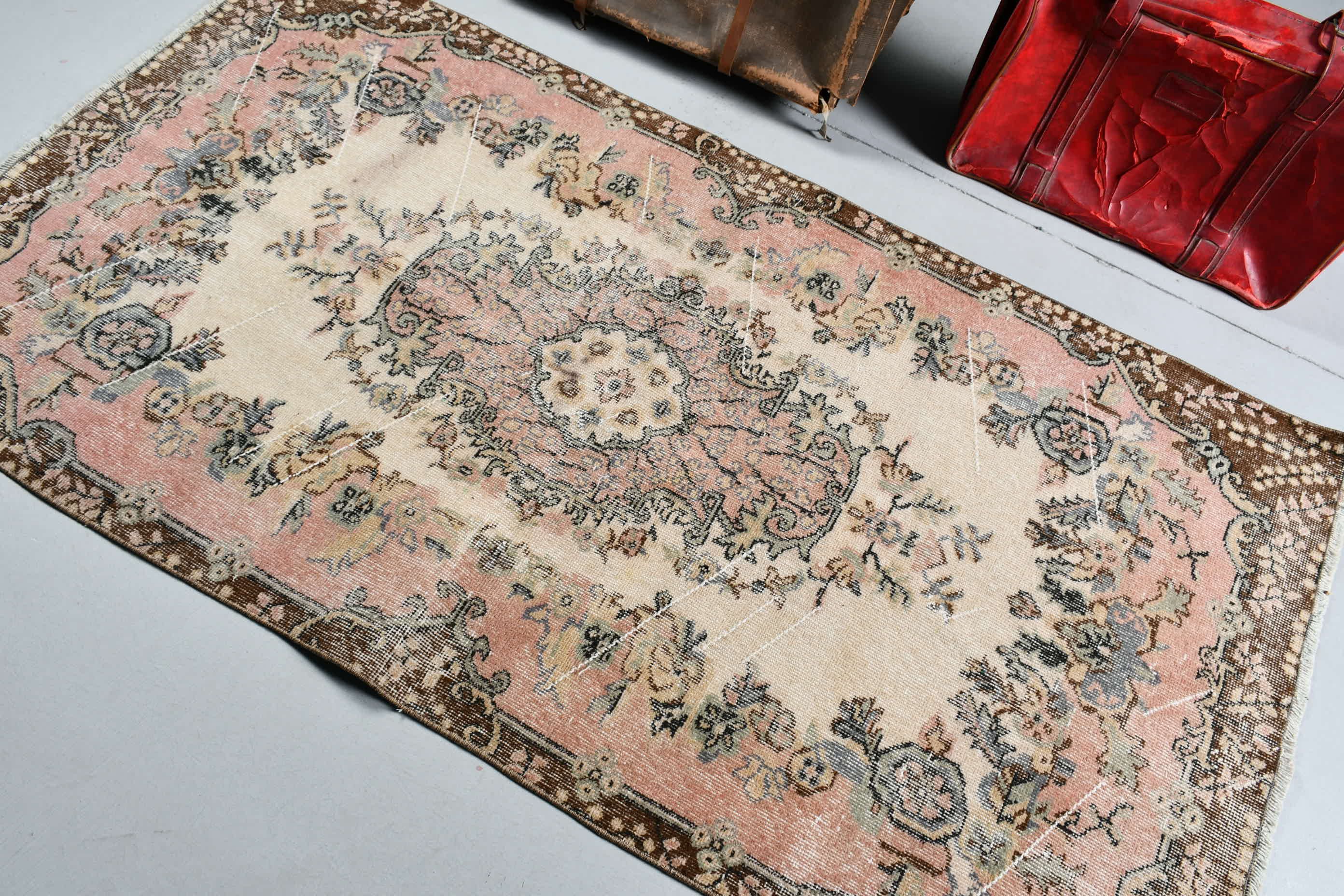 Bright Rug, Turkish Rugs, Antique Rug, Rugs for Kitchen, 3.6x6.7 ft Area Rug, Bedroom Rugs, Vintage Rug, Nursery Rugs, Beige Oriental Rug