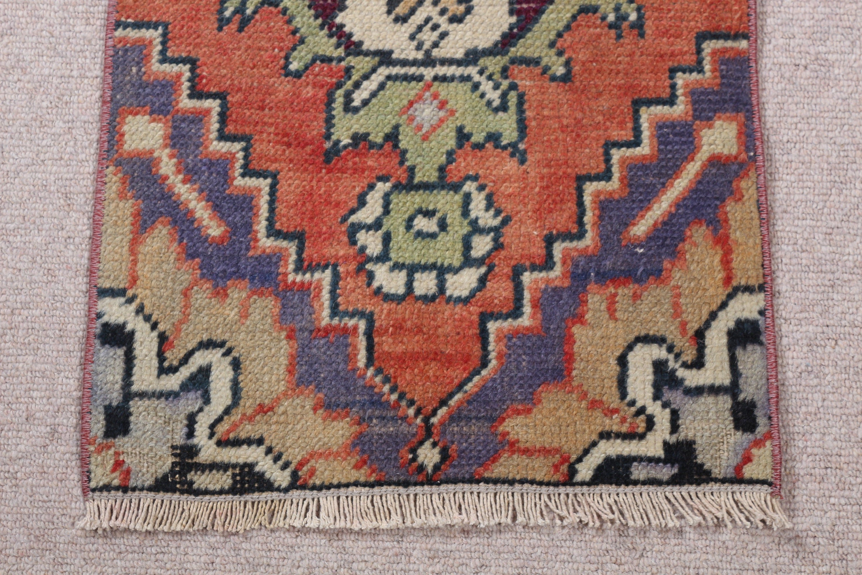 Bej Antika Halı, Türk Halısı, 1.3x2.9 ft Küçük Halı, Vintage Halı, Mutfak Halıları, Yatak Odası Halısı, Giriş Halısı, Giriş Halıları, Yün Halı, Eski Halılar