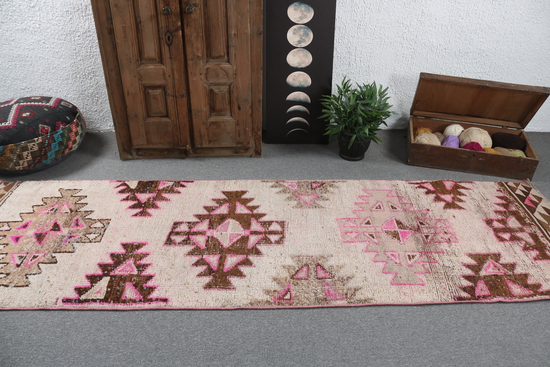 Anatolian Rug, Vintage Rug, Turkish Rug, Beni Ourain Runner Rug, Home Decor Rugs, Organic Rugs, Beige Flatweave Rug, 3.1x10.2 ft Runner Rug