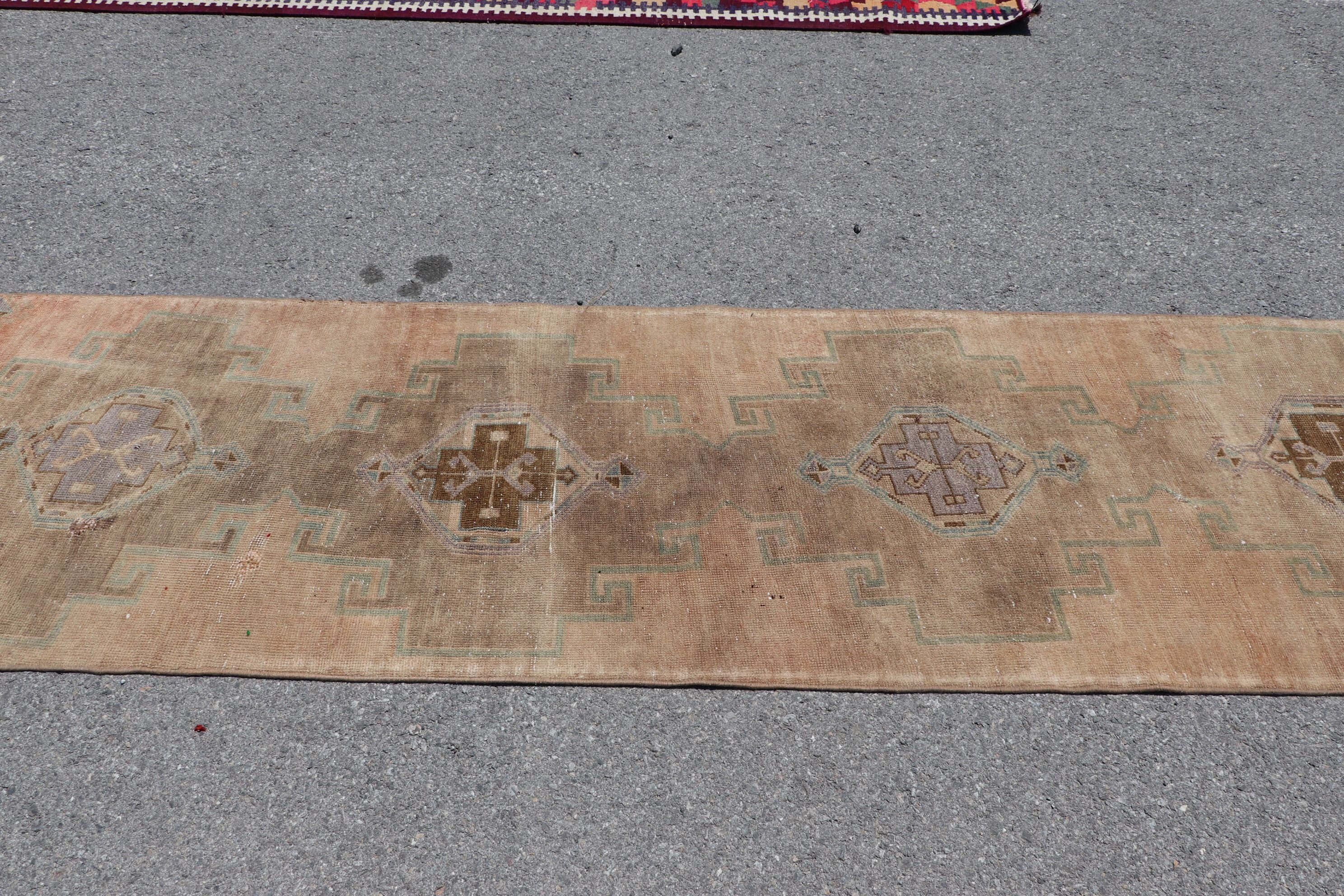 Vintage Rugs, Pastel Rug, Kitchen Rugs, 2.6x8.7 ft Runner Rugs, Brown Oushak Rugs, Rugs for Runner, Stair Rug, Turkish Rug, Anatolian Rug