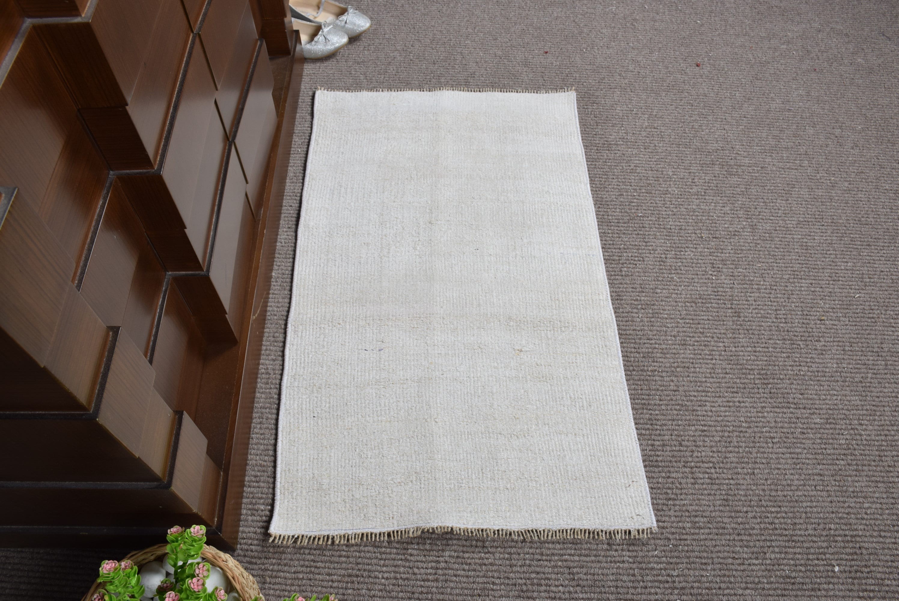 Kitchen Rugs, Vintage Rug, Rugs for Bath, Door Mat Rug, 1.7x2.8 ft Small Rug, Bathroom Rugs, Home Decor Rug, Beige Floor Rug, Turkish Rug
