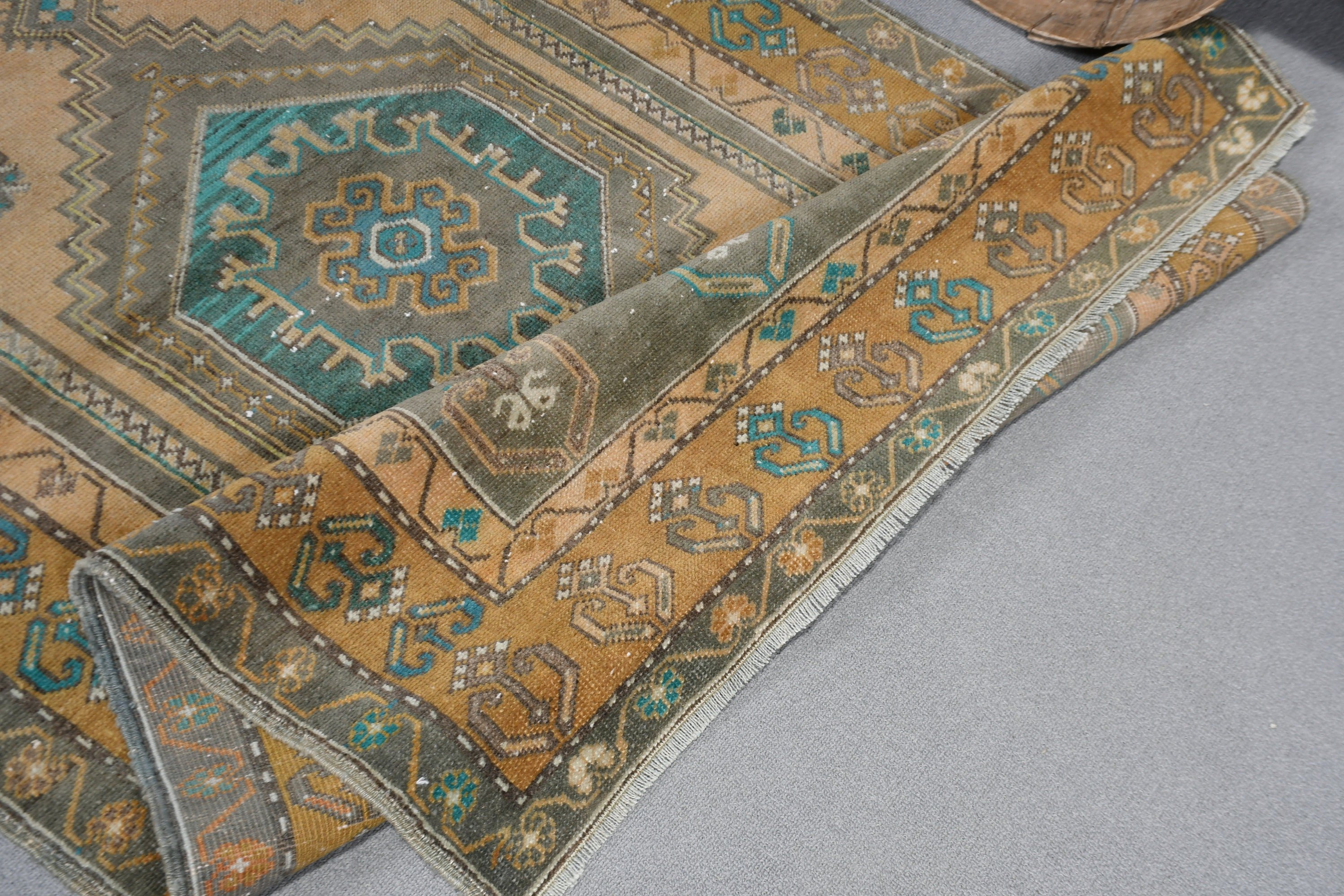 Nursery Rugs, Turkish Rug, Antique Rugs, Entry Rug, Rugs for Kitchen, Vintage Rug, Moroccan Rugs, Green Floor Rug, 3.5x6.7 ft Accent Rug