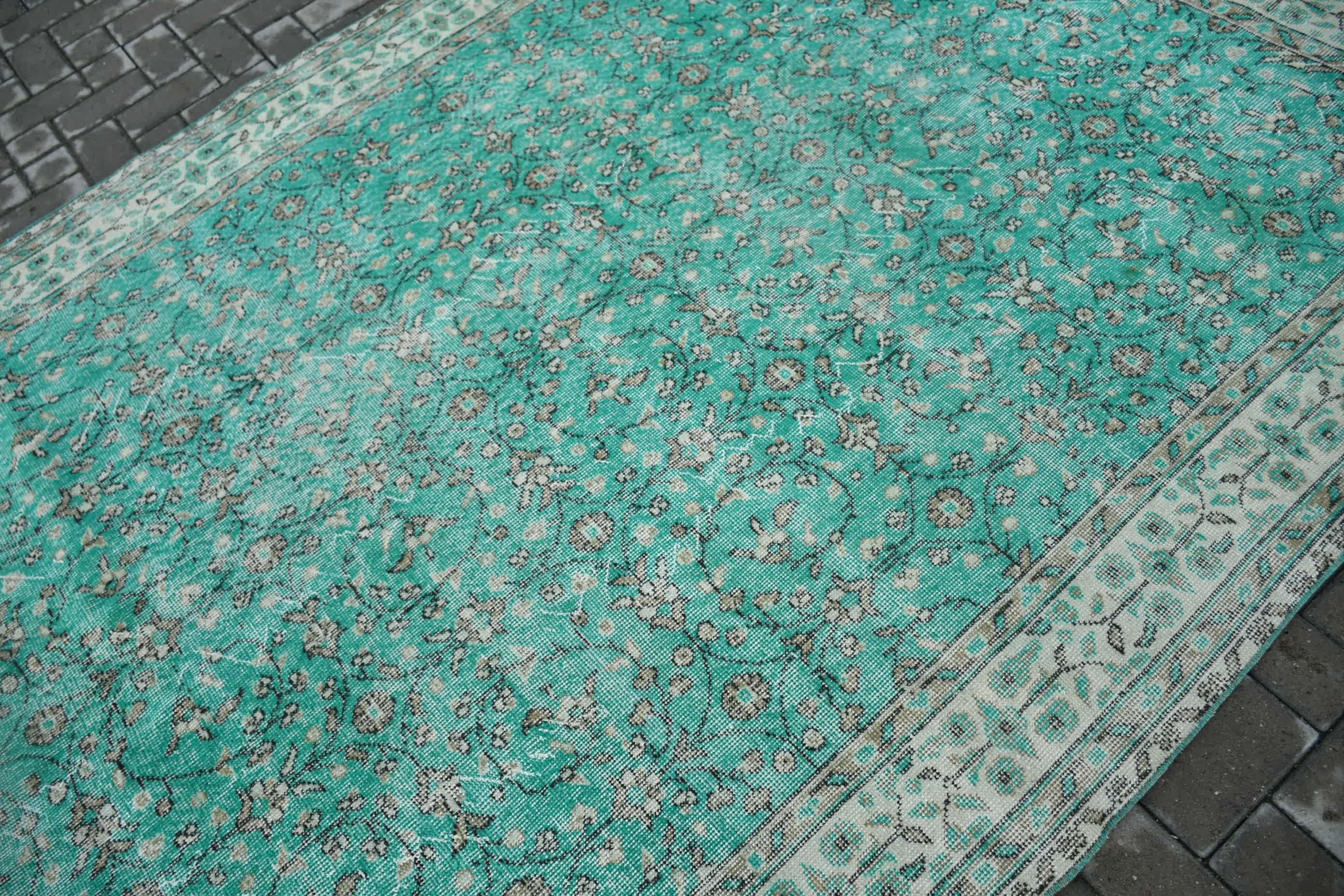 Vintage Rugs, Moroccan Rugs, Anatolian Rugs, 6.2x9.5 ft Large Rugs, Living Room Rugs, Turkish Rugs, Old Rug, Bedroom Rugs, Green Cool Rug