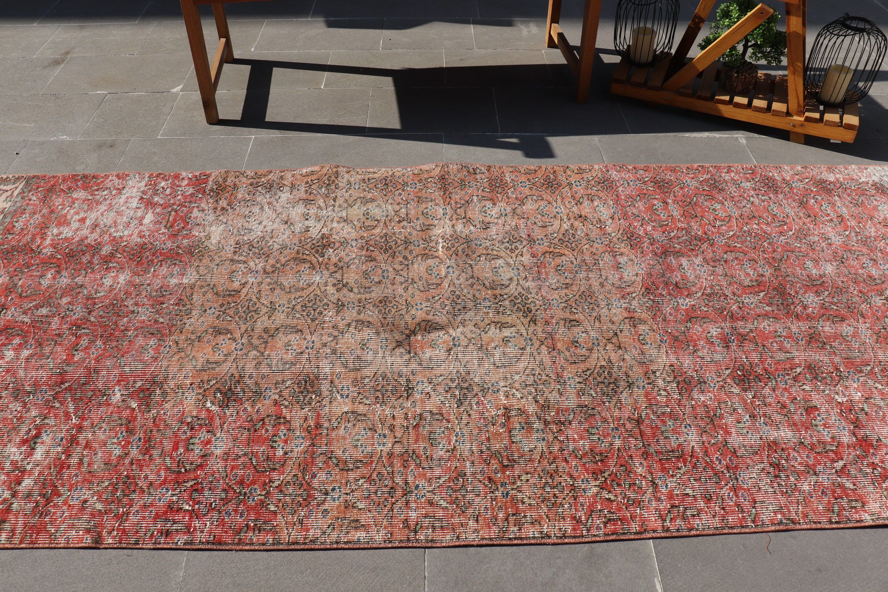 Living Room Rug, Home Decor Rug, Bright Rug, 3.8x8.9 ft Area Rugs, Vintage Rugs, Indoor Rug, Orange Antique Rug, Turkish Rug