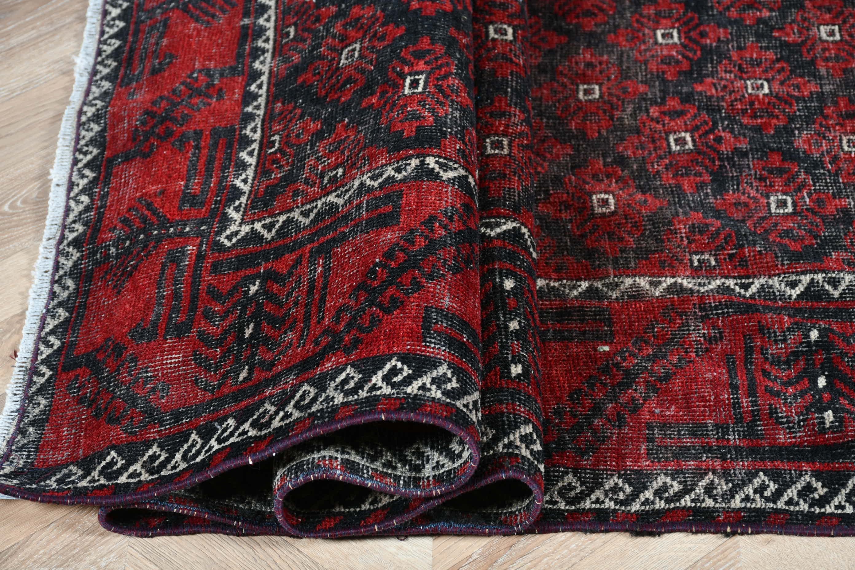 Oushak Rug, Aztec Rugs, Vintage Rugs, Turkish Rug, Red Antique Rugs, Hallway Rugs, Rugs for Hallway, Moroccan Rug, 3x11.2 ft Runner Rug