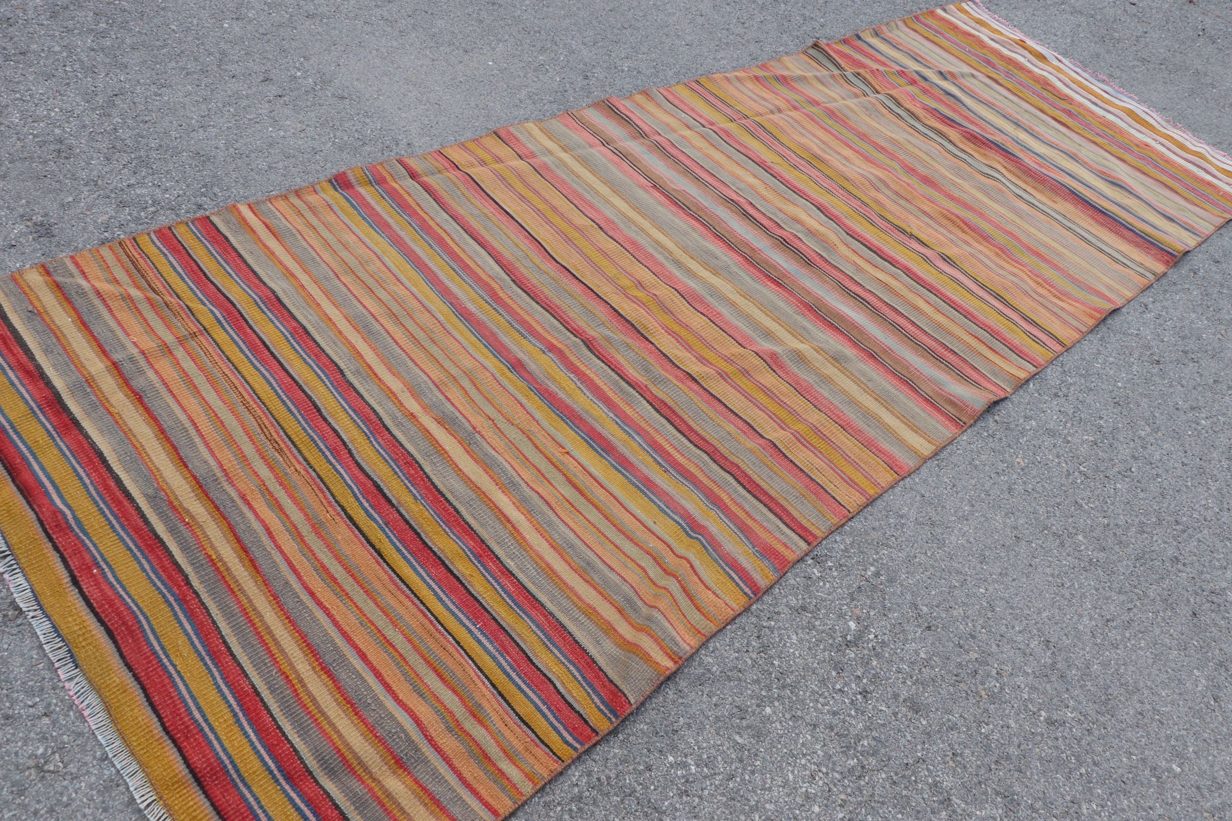 Vintage Halı, Yer Halısı, Oryantal Halı, Boho Halı, Kilim, Kırmızı 4.1x10.4 ft Runner Halıları, Türk Halısı, Koridor Halıları, Mutfak Halıları