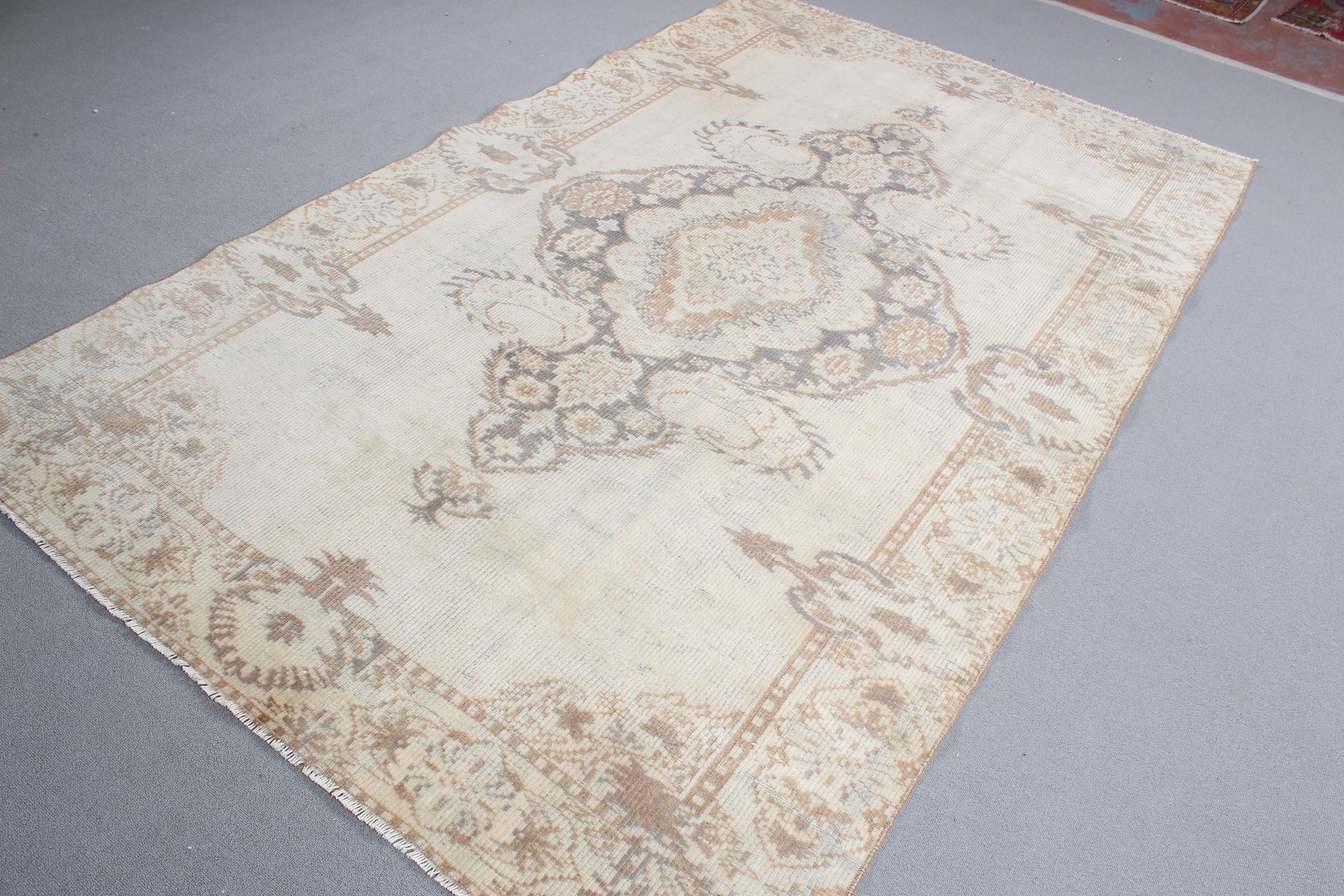 Beige Kitchen Rug, Living Room Rug, Turkish Rugs, Large Oushak Rugs, Statement Rug, 5.3x9.1 ft Large Rug, Vintage Rugs, Flatweave Rugs