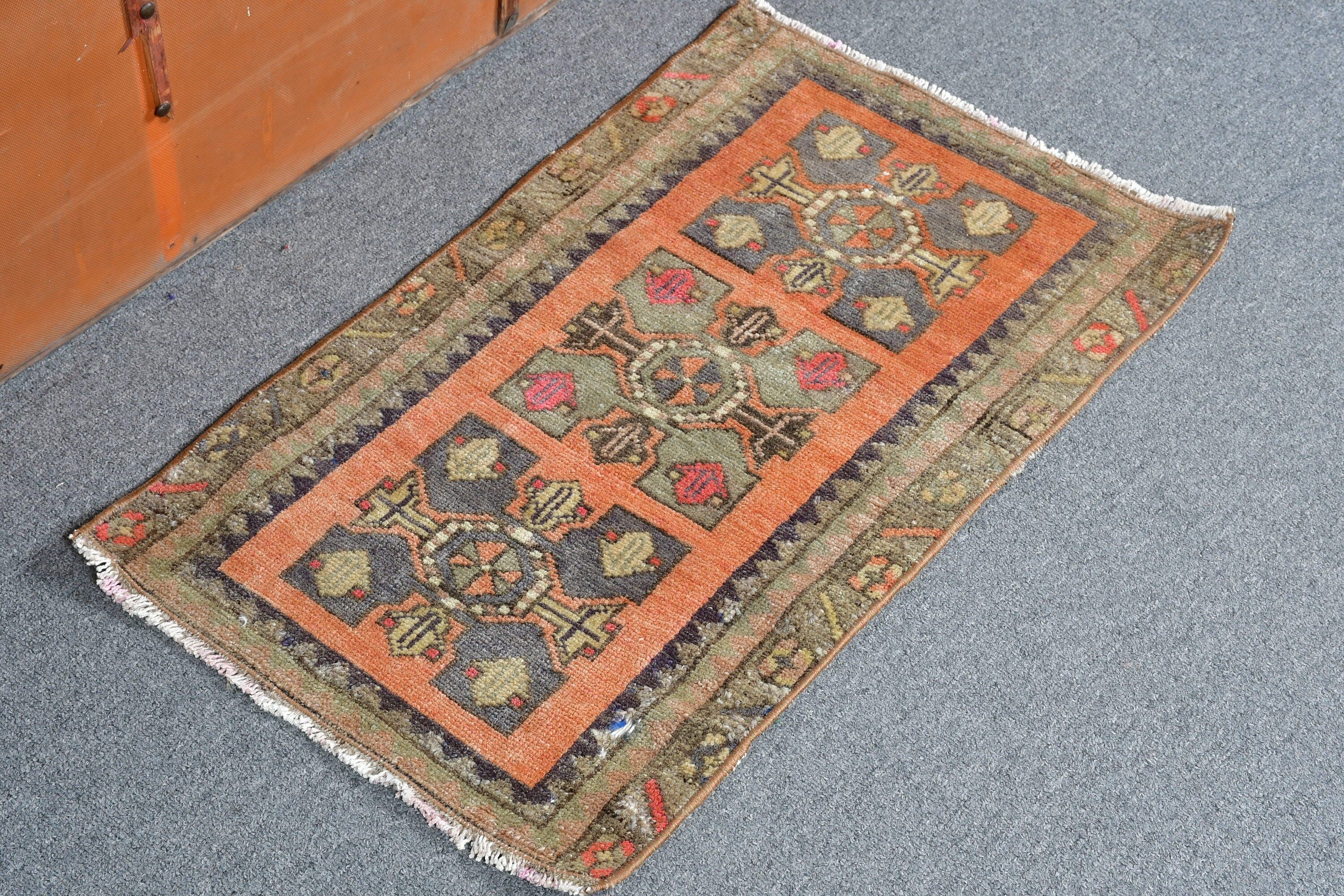 Turkish Rug, 1.4x2.3 ft Small Rug, Vintage Rug, Oriental Rug, Wall Hanging Rugs, Brown Wool Rug, Floor Rug, Bathroom Rugs, Bohemian Rug