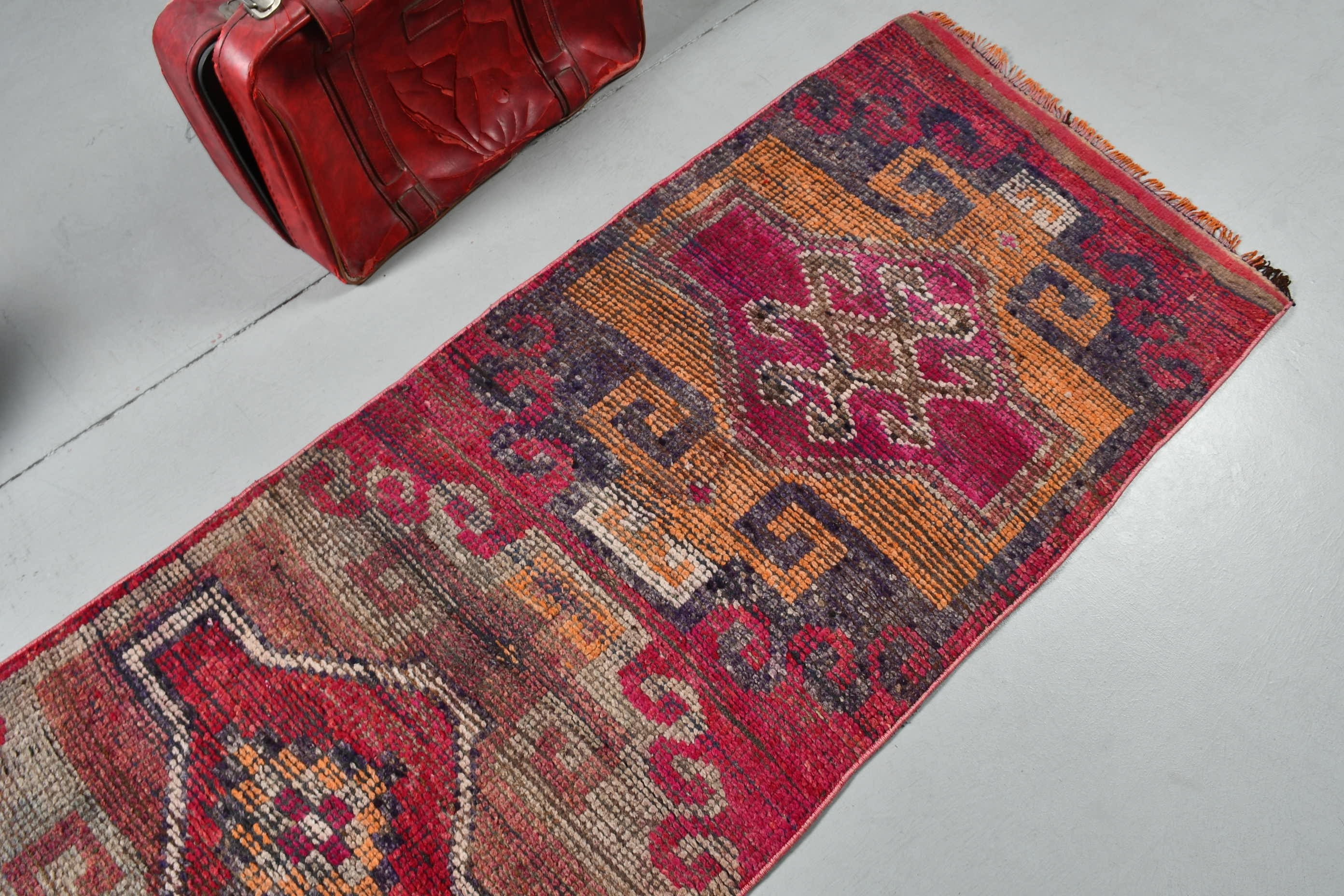 2.7x9.1 ft Runner Rug, Anatolian Rug, Turkish Rug, Corridor Rug, Kitchen Rug, Rugs for Stair, Pink Moroccan Rugs, Ethnic Rugs, Vintage Rugs