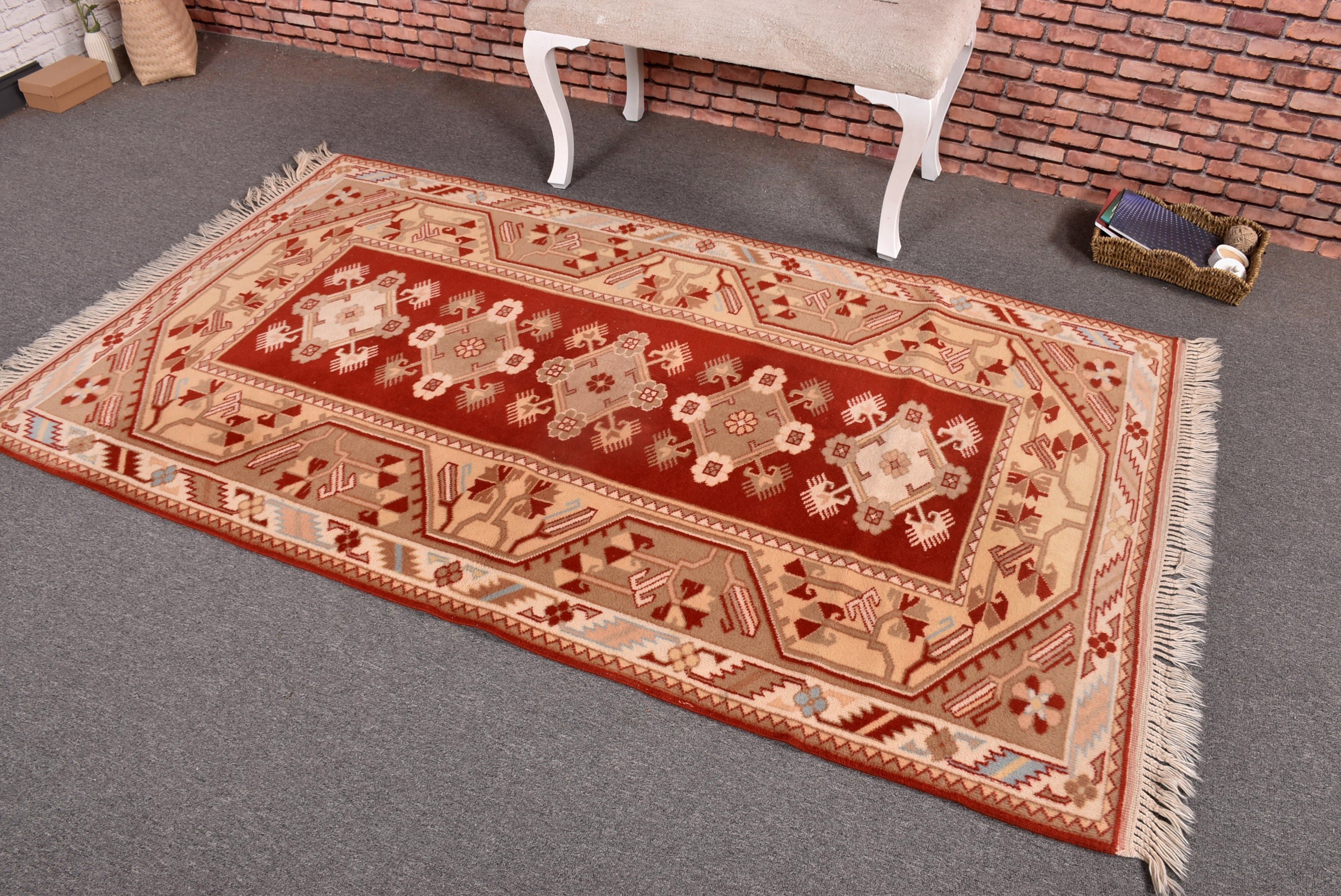 Red Statement Rug, Vintage Rug, Luxury Rug, Floor Rugs, 3.9x6.9 ft Area Rug, Vintage Area Rugs, Dining Room Rugs, Turkish Rugs, Tribal Rug