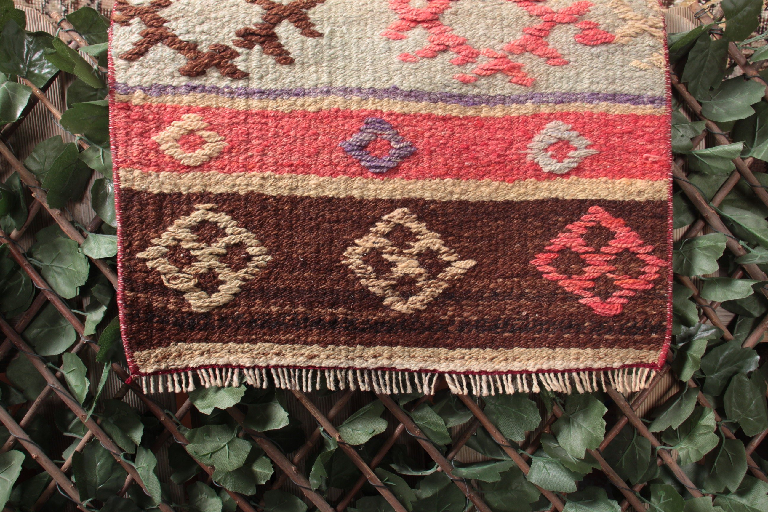 1.7x1.8 ft Small Rugs, Turkish Rug, Small Boho Rug, Floor Rug, Kilim, Brown Neutral Rug, Statement Rug, Bathroom Rug, Vintage Rugs