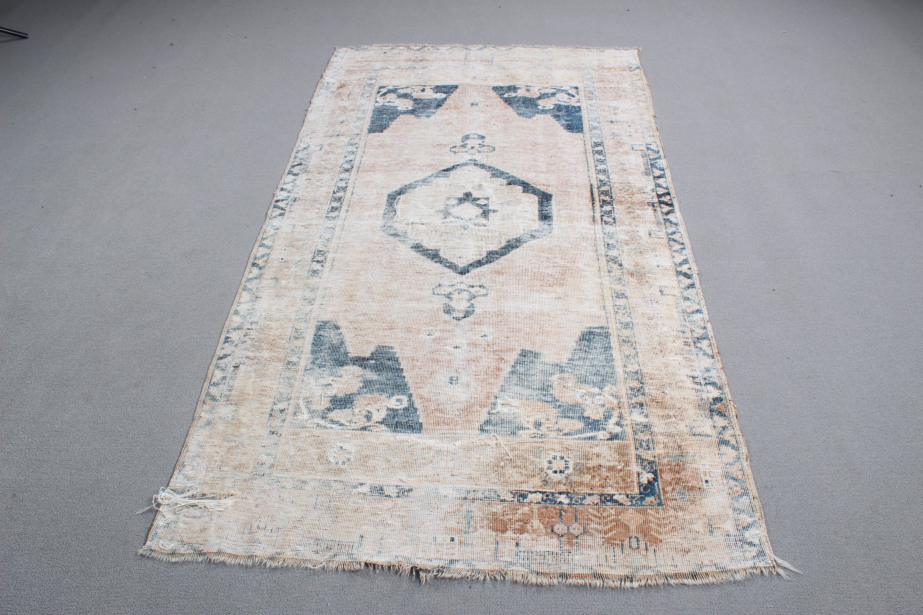 Boho Rug, Vintage Rug, Rugs for Indoor, Blue  3.7x6.8 ft Area Rugs, Turkish Rugs, Modern Rug, Flatweave Rug, Oushak Area Rugs