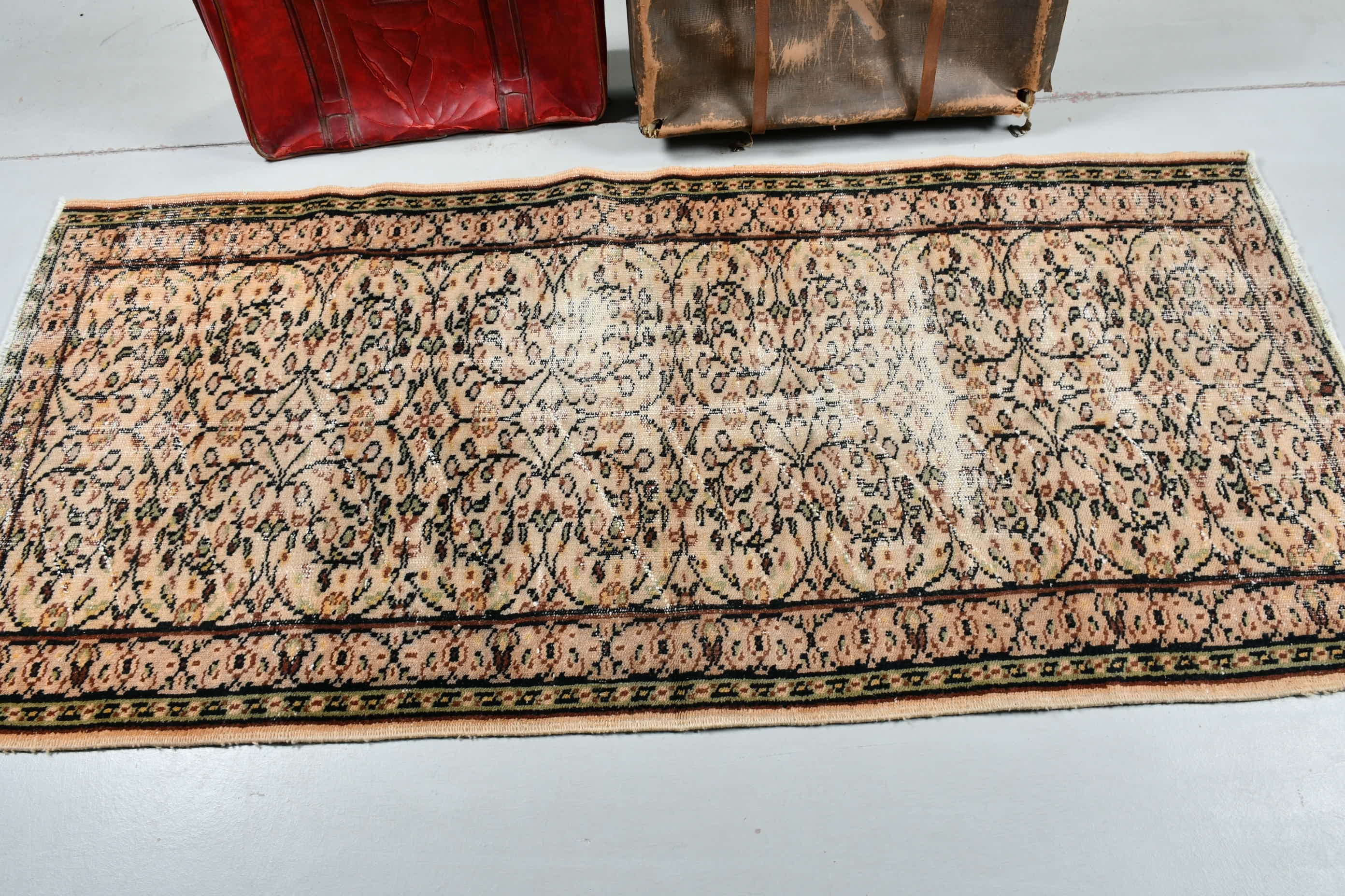 3.3x6.8 ft Accent Rug, Turkish Rugs, Nursery Rugs, Orange Wool Rug, Oushak Rug, Rugs for Bedroom, Kitchen Rug, Vintage Rug