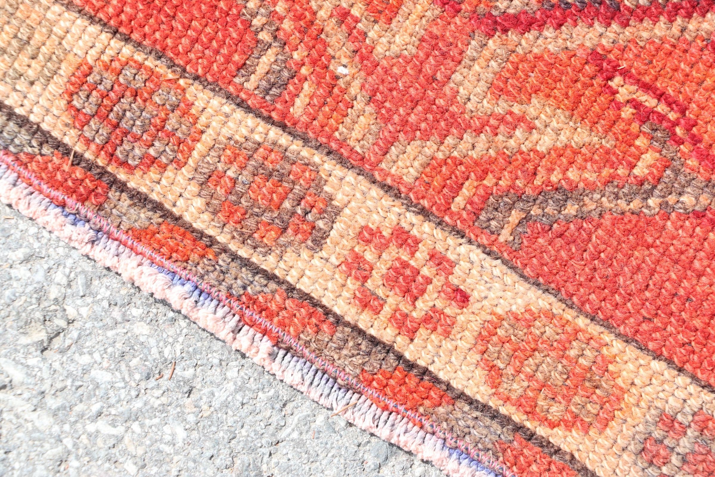 Floor Rug, Turkish Rug, Old Rug, Kitchen Rug, Vintage Rugs, Dorm Rug, Rugs for Corridor, Oushak Rug, Red Cool Rug, 2.4x11.2 ft Runner Rugs