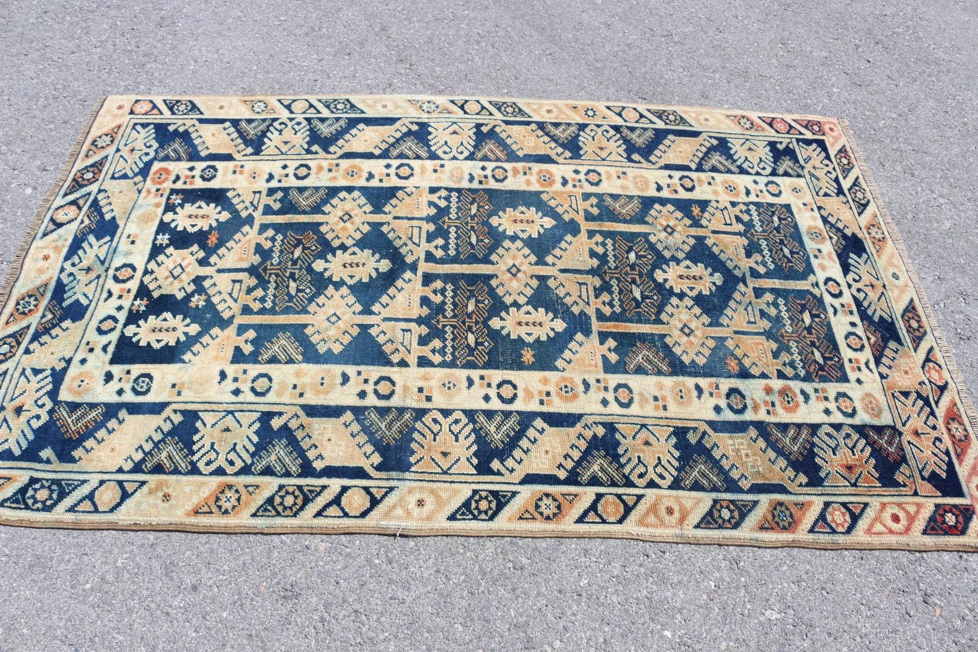 Nursery Rugs, Yellow  3.8x6.4 ft Area Rug, Vintage Rug, Aztec Rug, Antique Rug, Turkish Rugs, Rugs for Kitchen