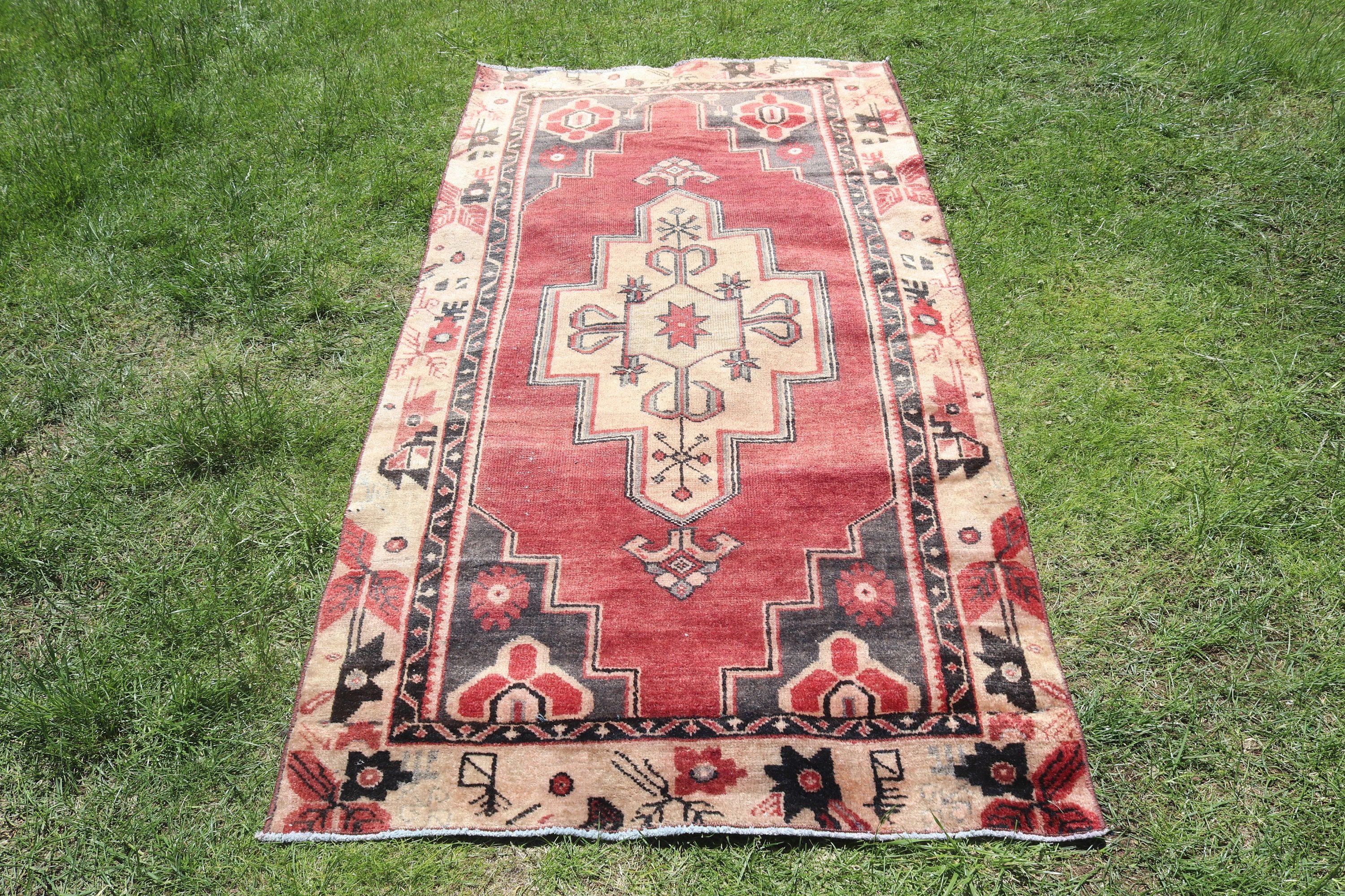 Entry Rugs, Turkish Rugs, Vintage Rugs, Oushak Rugs, Red Home Decor Rugs, 3.1x6.3 ft Accent Rug, Neutral Rug, Rugs for Vintage Accent