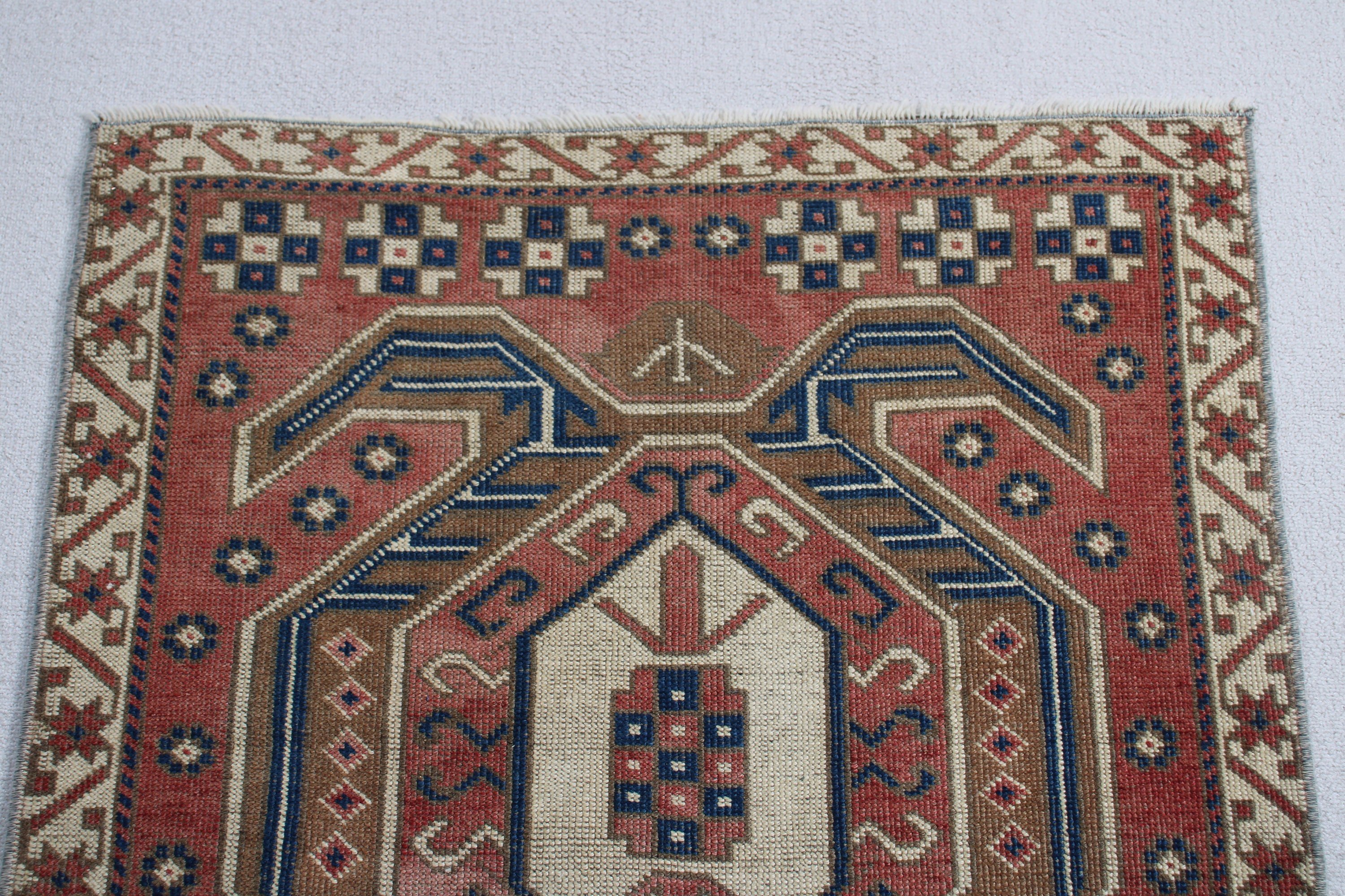 Kırmızı Oushak Halılar, Vintage Halı, Türk Halıları, Fas Halısı, Çocuk Odası Halıları, Çocuk Odası Halısı, Havalı Halı, 3,1x3,4 ft Küçük Halılar, Küçük Boho Halısı