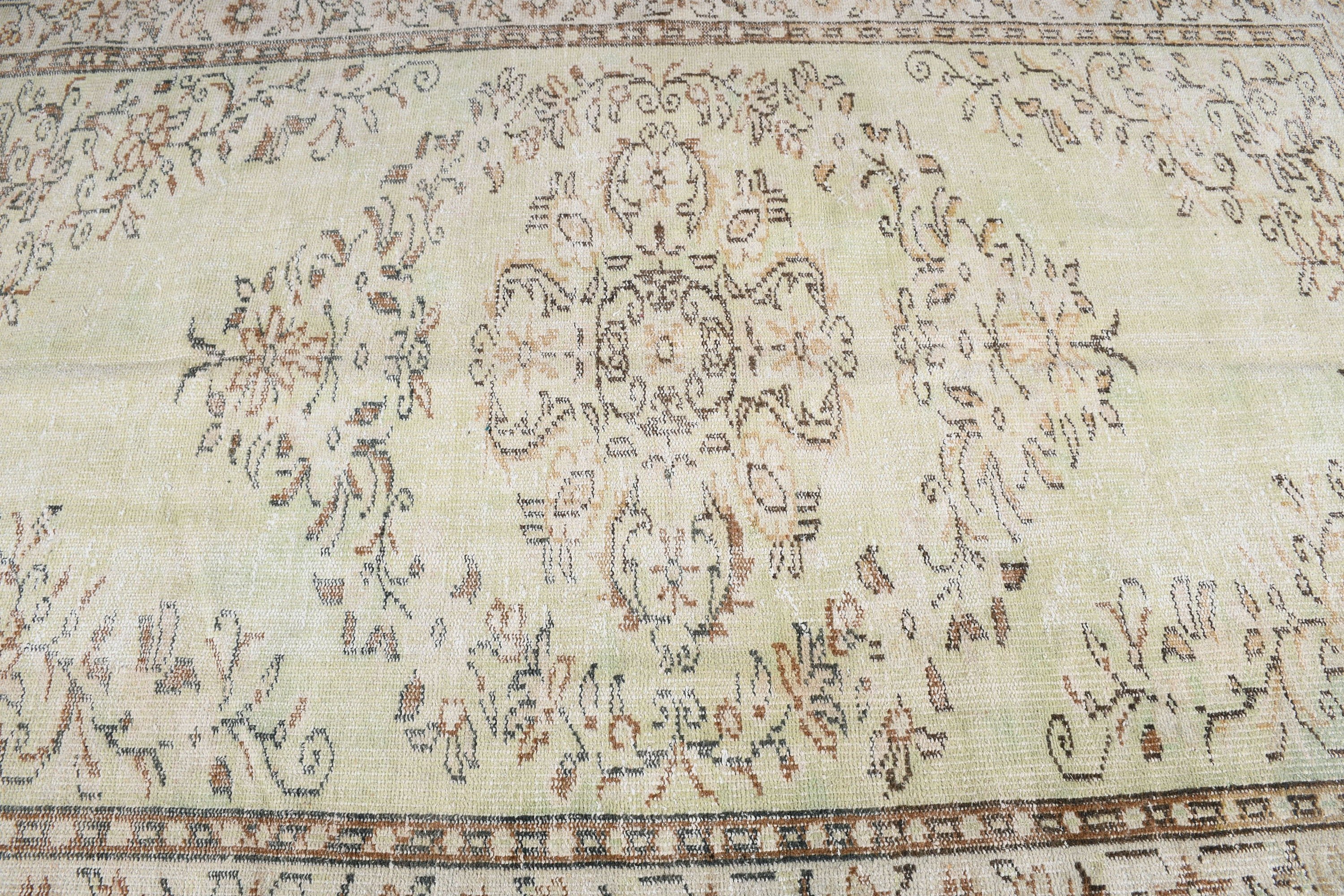 Yeşil 5.2x8.1 ft Büyük Halı, Türk Halısı, Salon Halıları, Yatak Odası Halısı, Oryantal Halı, Antika Halı, Vintage Halı, Yatak Odası Halıları