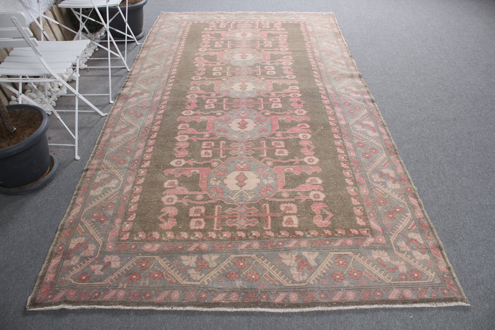 Wool Rug, Home Decor Rugs, Turkish Rugs, Salon Rug, Vintage Rug, Dining Room Rug, Brown Floor Rugs, 5.4x9.7 ft Large Rug, Rugs for Salon