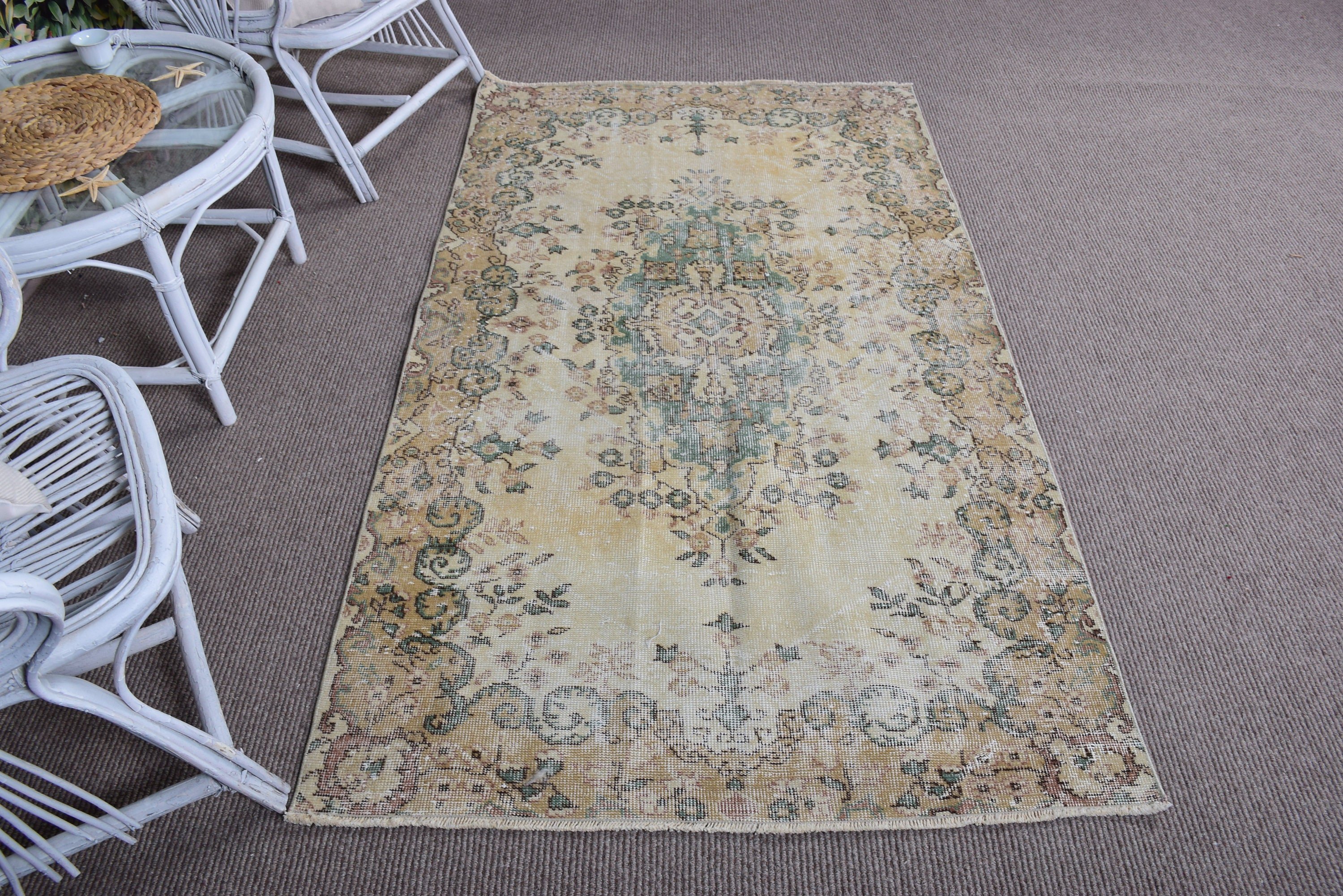 Entry Rugs, Anatolian Rugs, Turkish Rugs, Vintage Rugs, Luxury Rug, 3.6x6.3 ft Accent Rugs, Vintage Accent Rugs, Beige Oriental Rugs